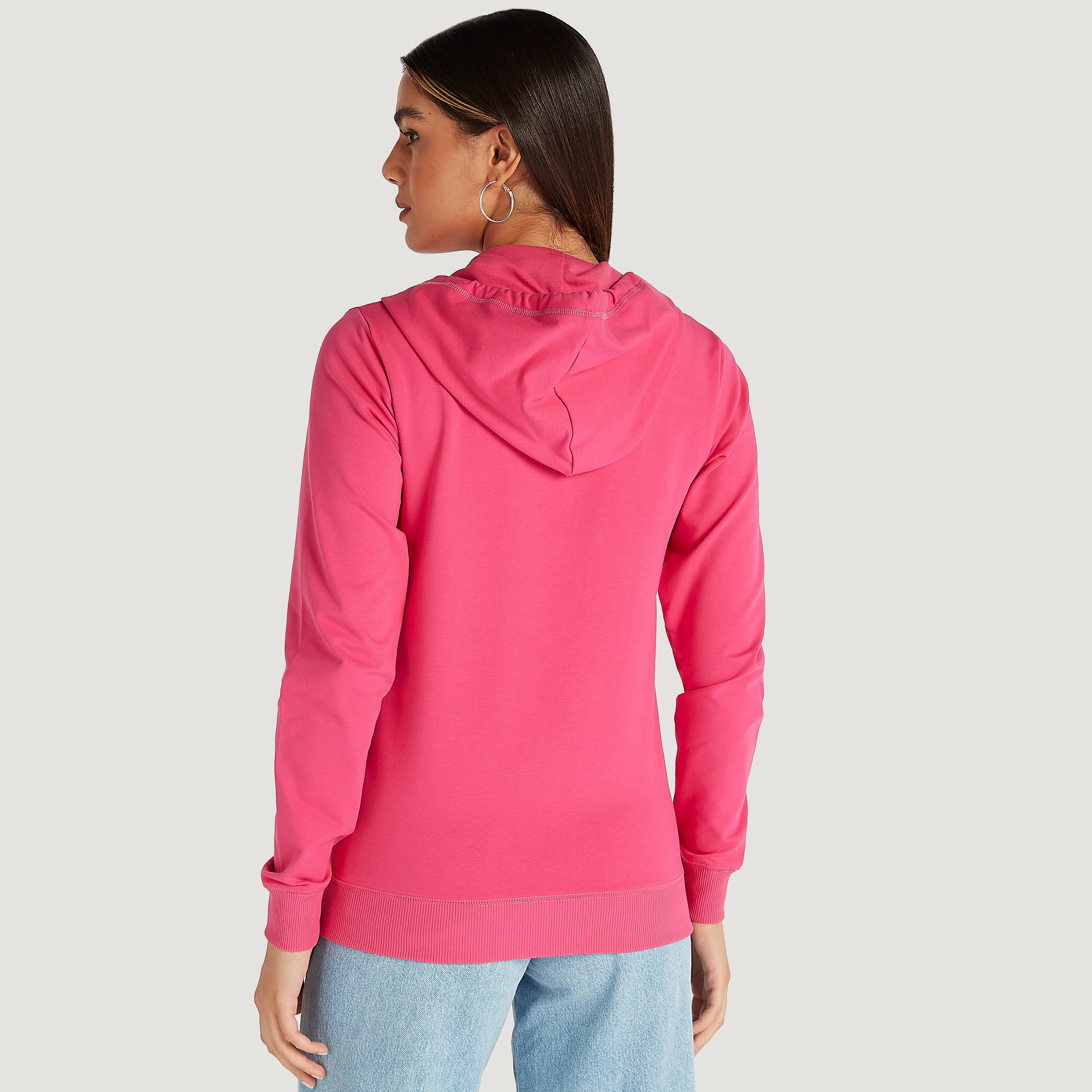هودي سادة بسحّاب وأكمام طويلة وجيوب-women-winterwear-hoodiesandsweatshirts-sweatshirts-image-2
