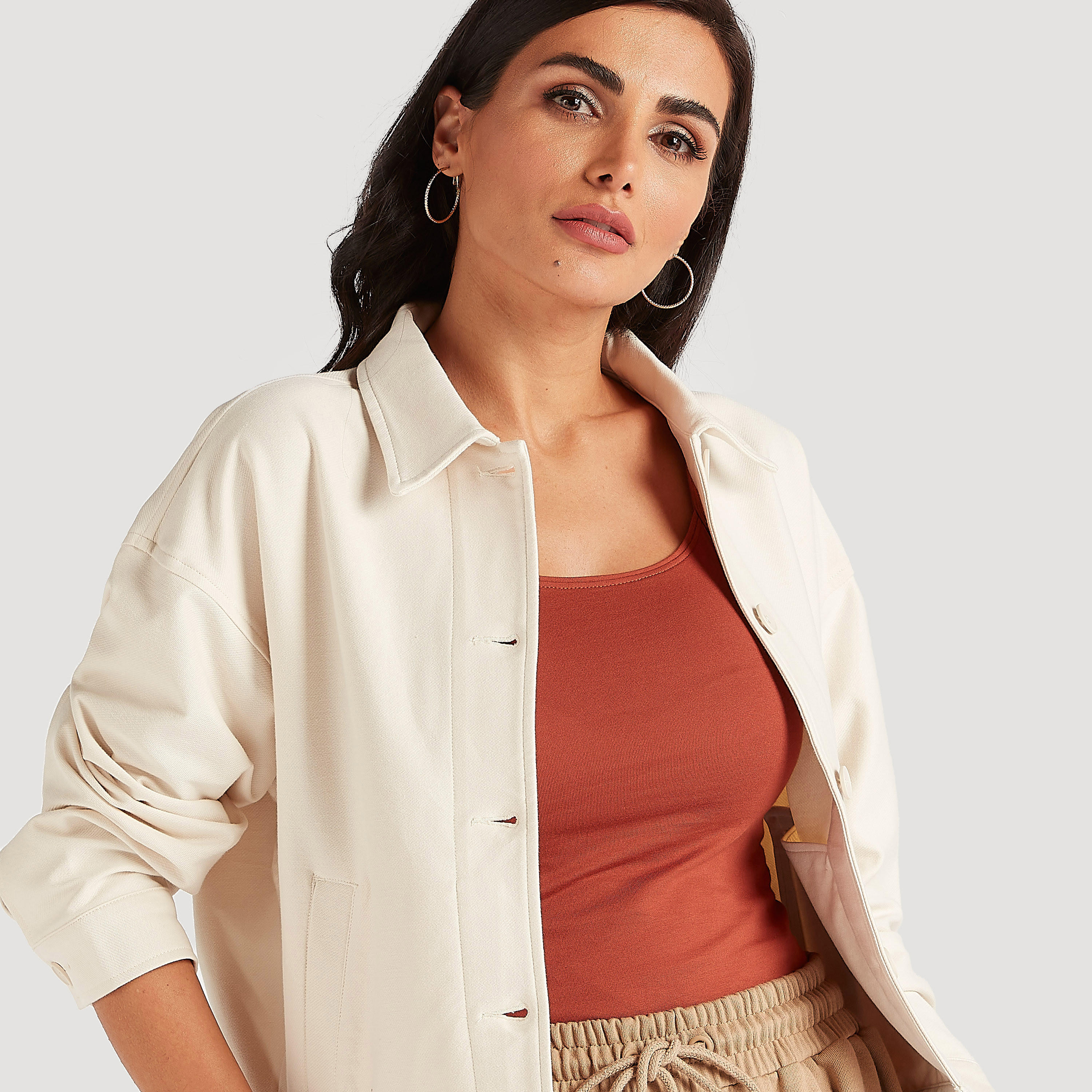 Sustainable Solid Button Up Jacket with Long Sleeves and Pockets-women-winterwear-coatsandjackets-jackets-image-3