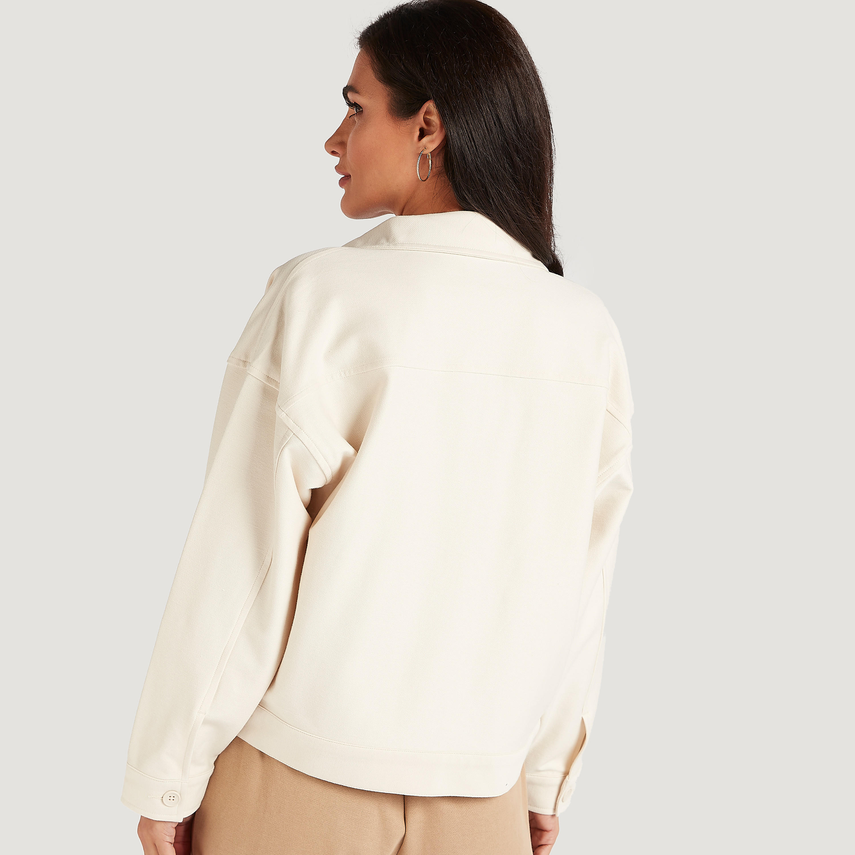 Sustainable Solid Button Up Jacket with Long Sleeves and Pockets-women-winterwear-coatsandjackets-jackets-image-4