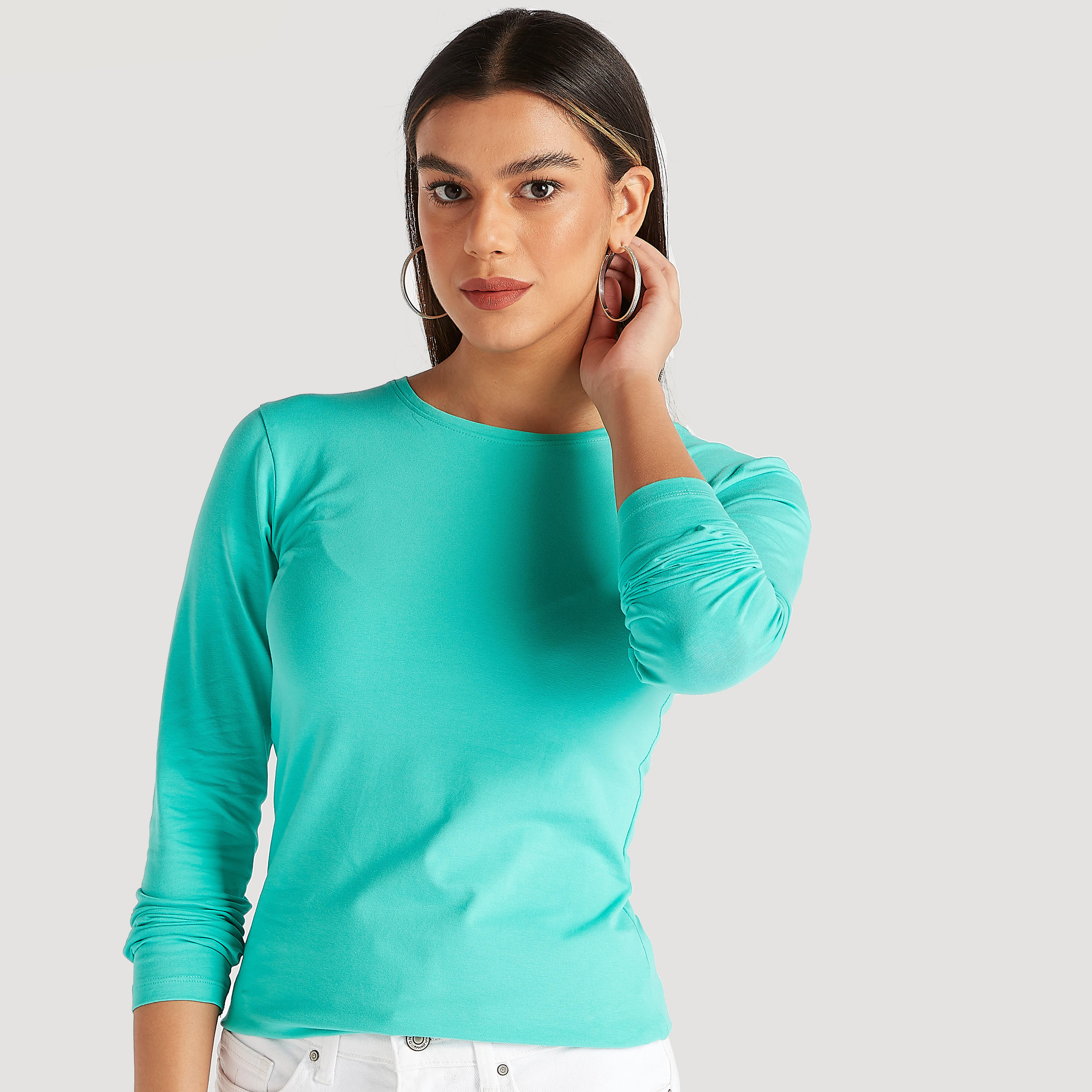 تيشيرت سادة بياقة ضيّقة وأكمام طويلة-women-clothing-tshirts-image-3