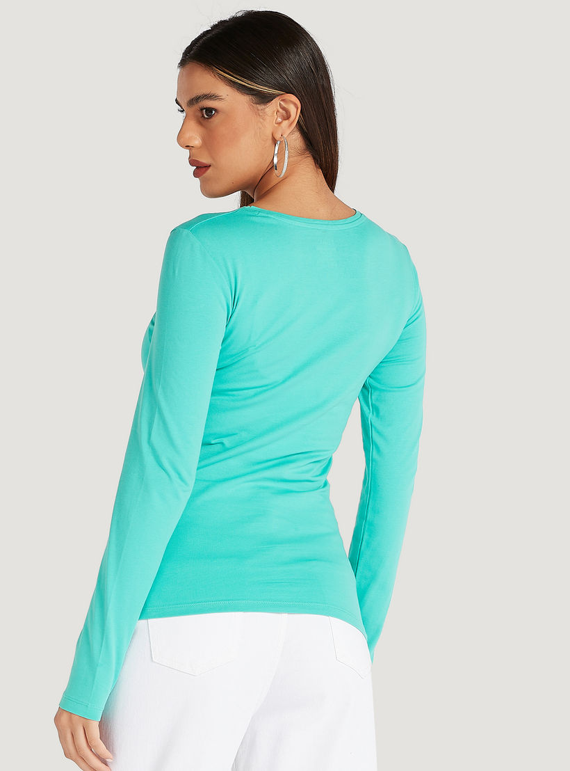 تيشيرت سادة بياقة ضيّقة وأكمام طويلة-women-clothing-tshirts-image-2