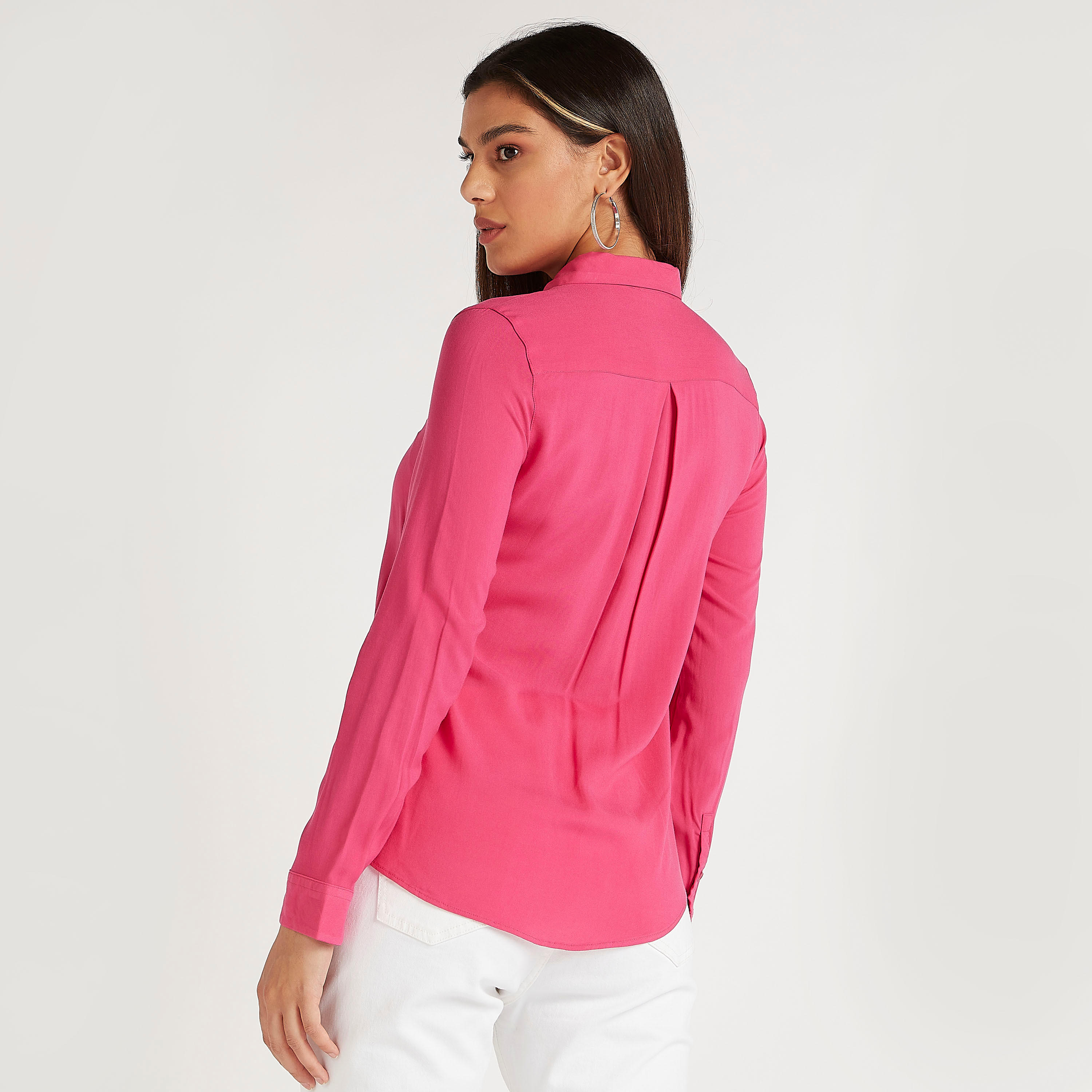 قميص سادة بياقة عادية وأكمام طويلة-women-clothing-shirtsandblouses-shirts-image-1