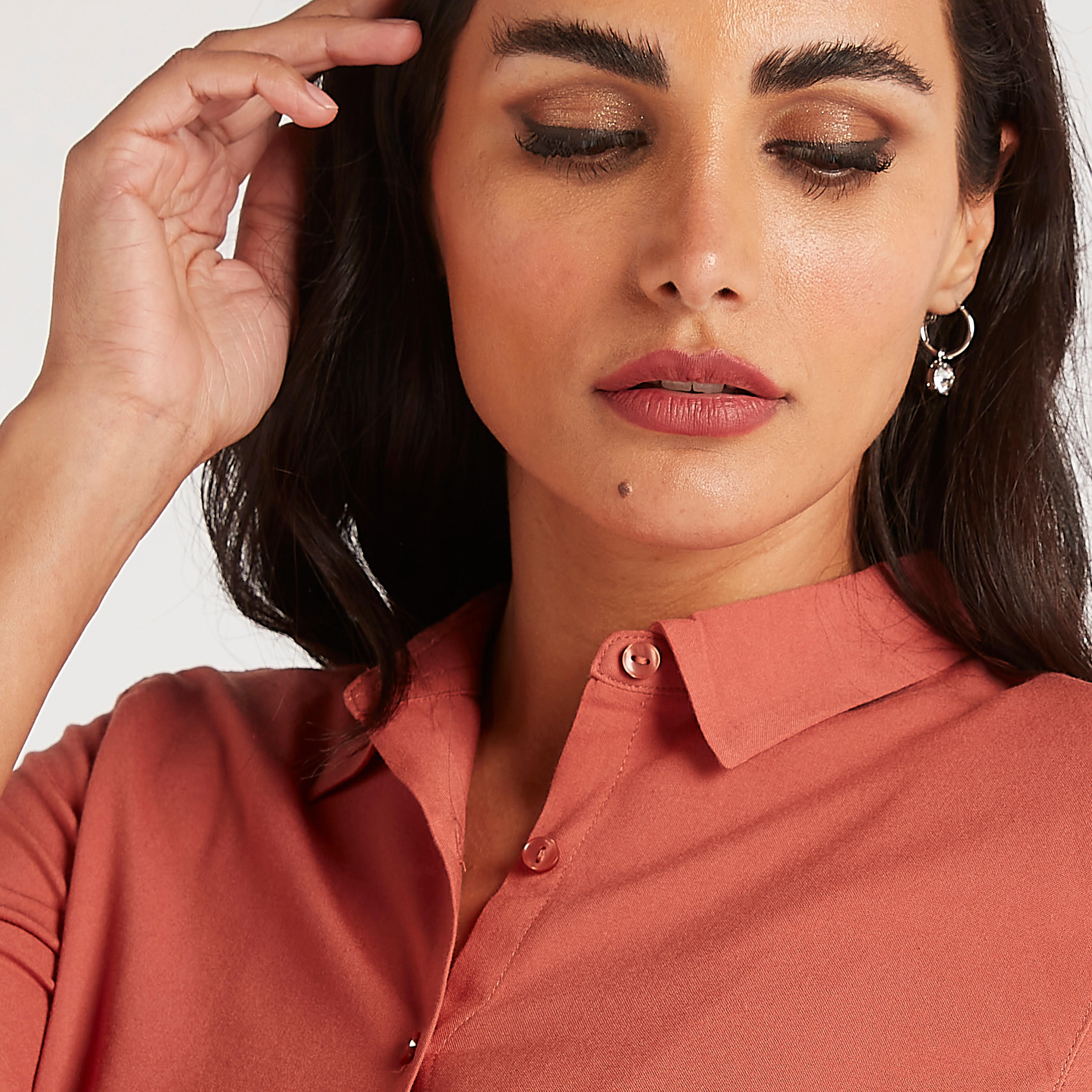 Solid Button Up Shirt with Long Sleeves-women-clothing-shirtsandblouses-shirts-image-3
