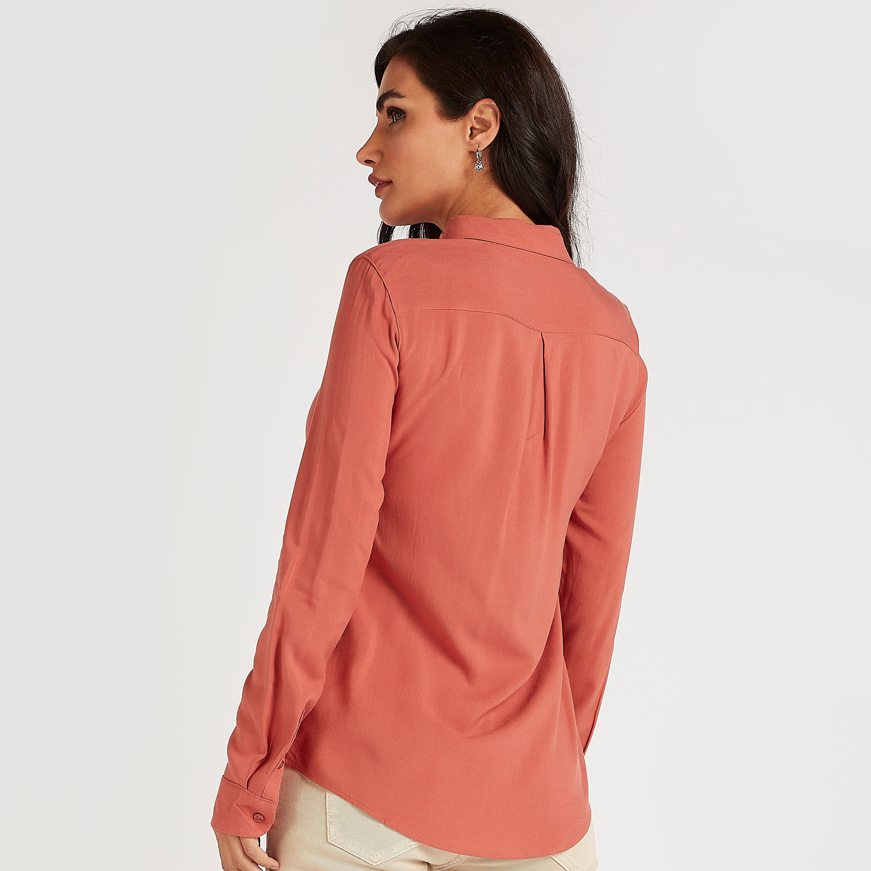 Solid Button Up Shirt with Long Sleeves-women-clothing-shirtsandblouses-shirts-image-4