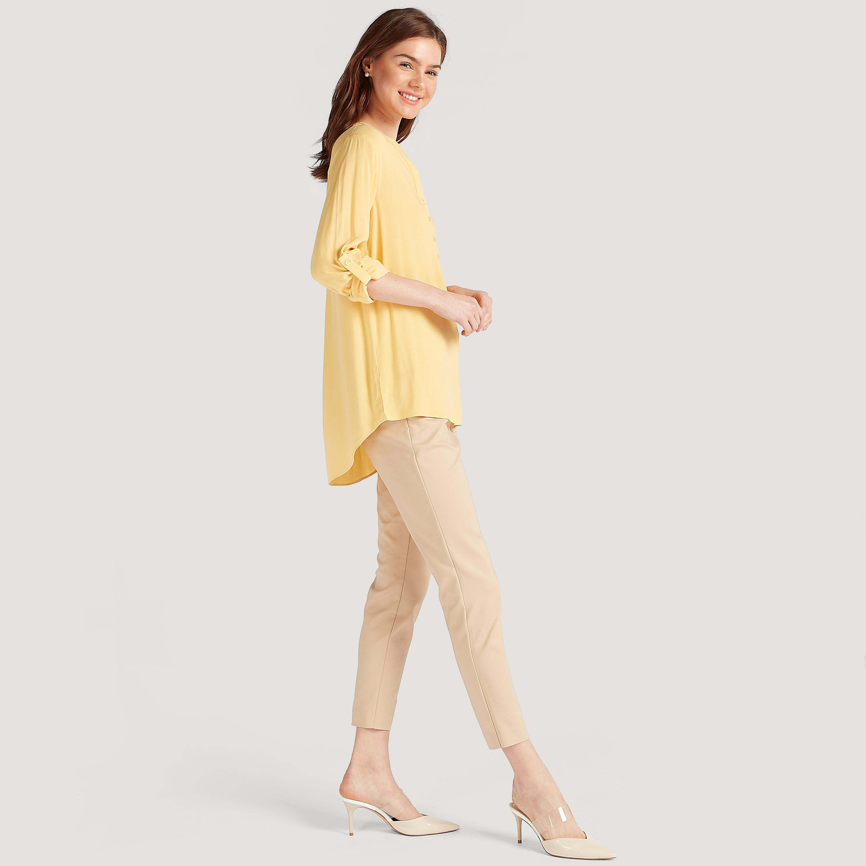 بلوزة سادة بأكمام طويلة وياقة ماندرين-women-clothing-shirtsandblouses-blouses-image-4