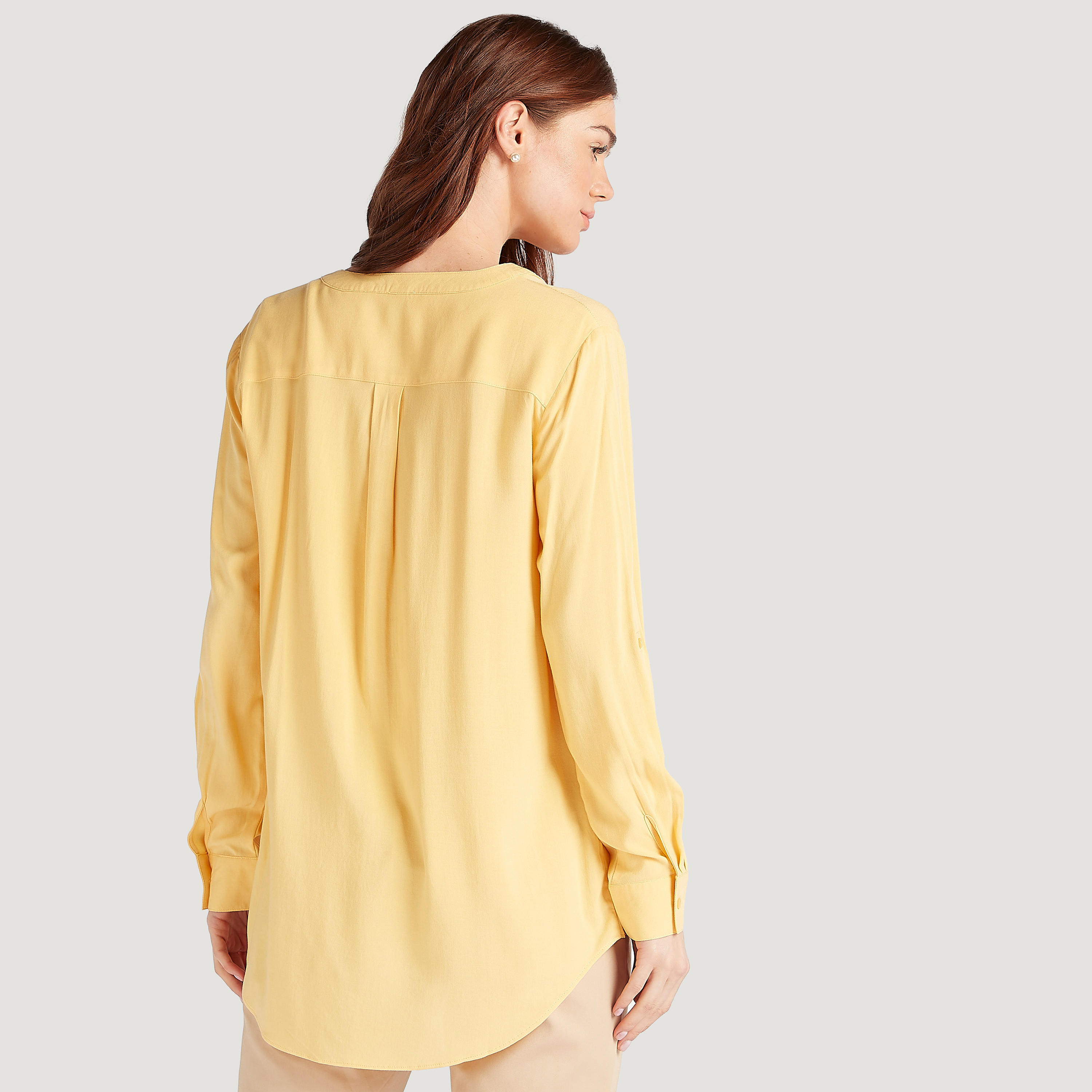 بلوزة سادة بأكمام طويلة وياقة ماندرين-women-clothing-shirtsandblouses-blouses-image-2