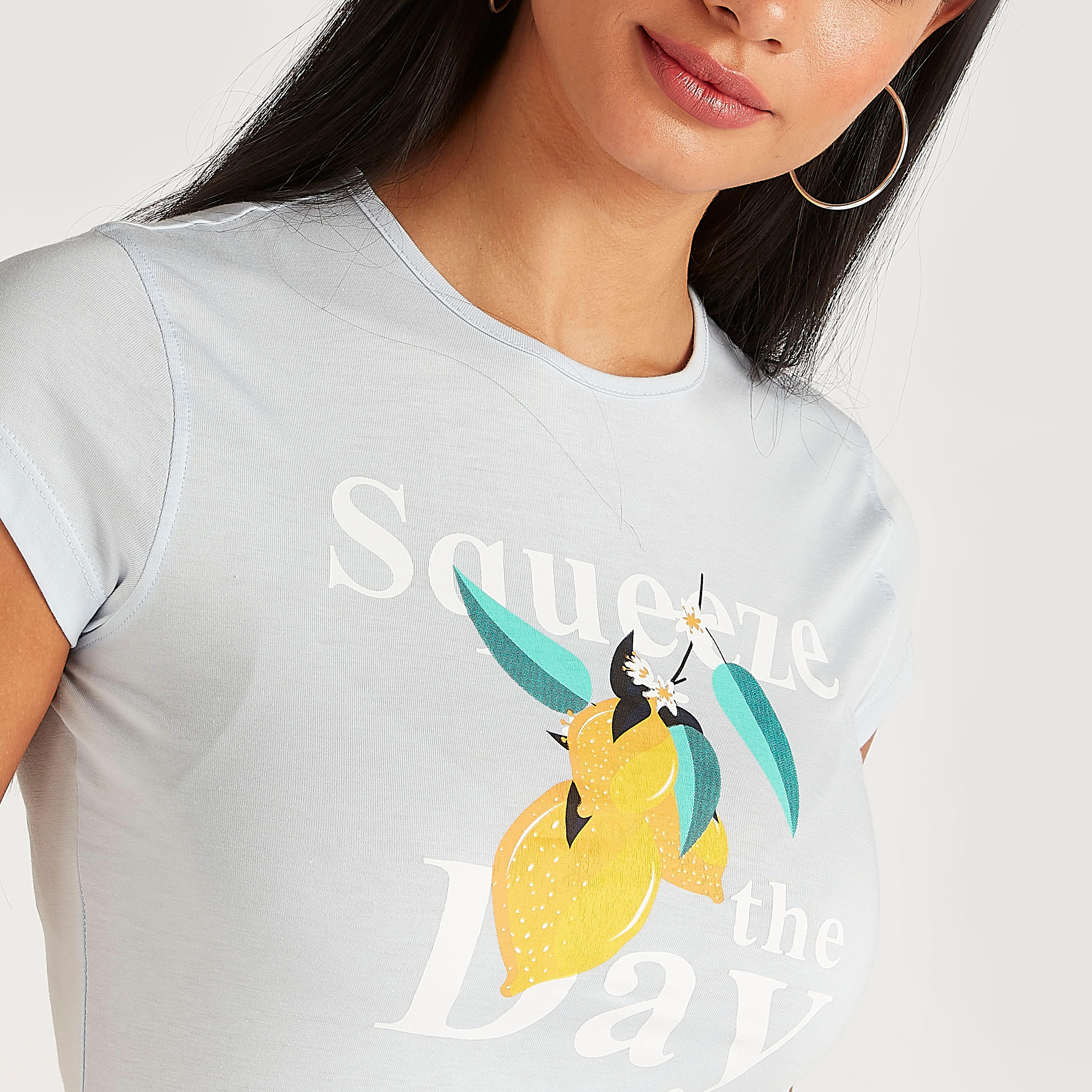 Printed T-shirt with Cap Sleeves and Crew Neck-women-clothing-tshirts-image-5