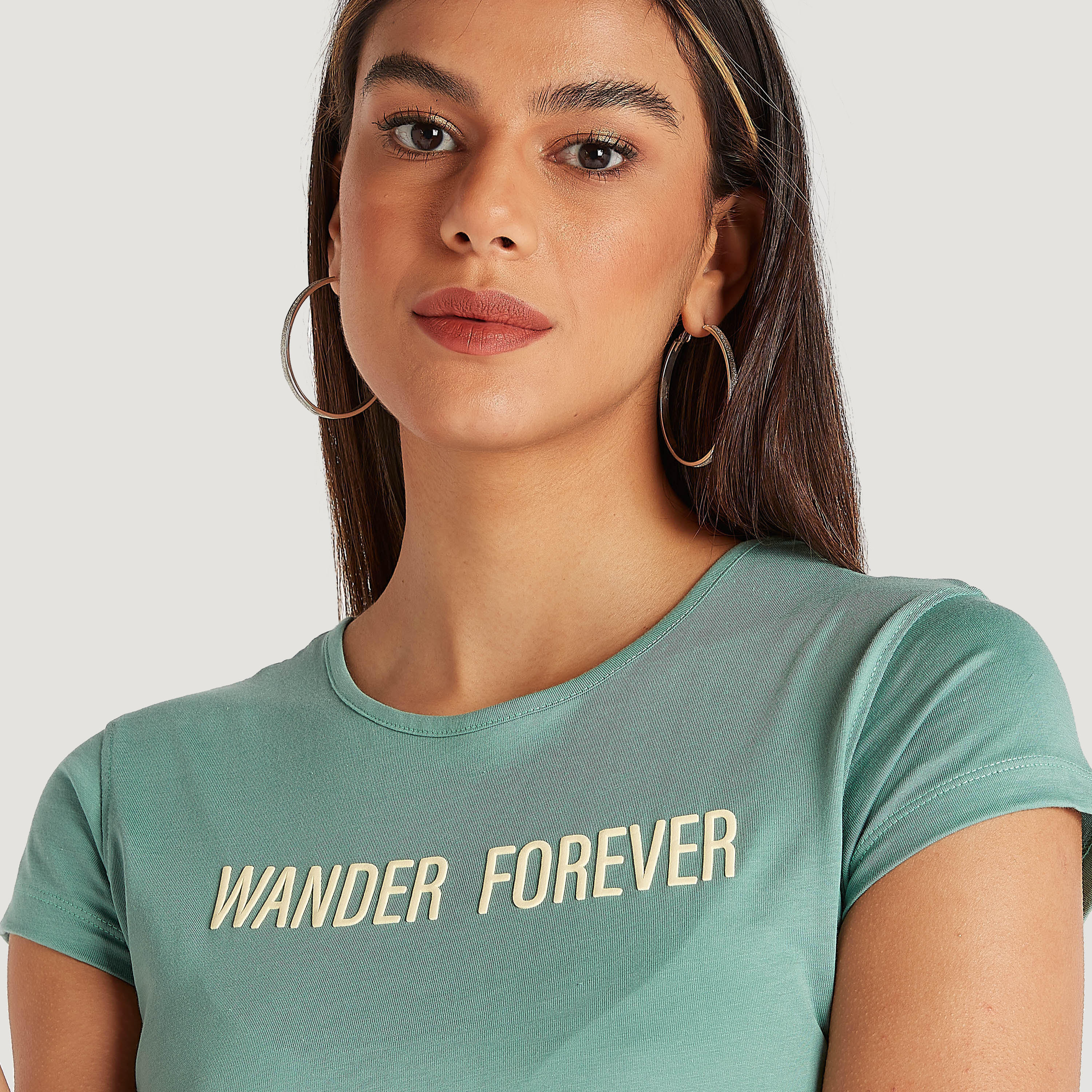 Printed Crew Neck T-shirt with Cap Sleeves-women-clothing-tshirts-image-3