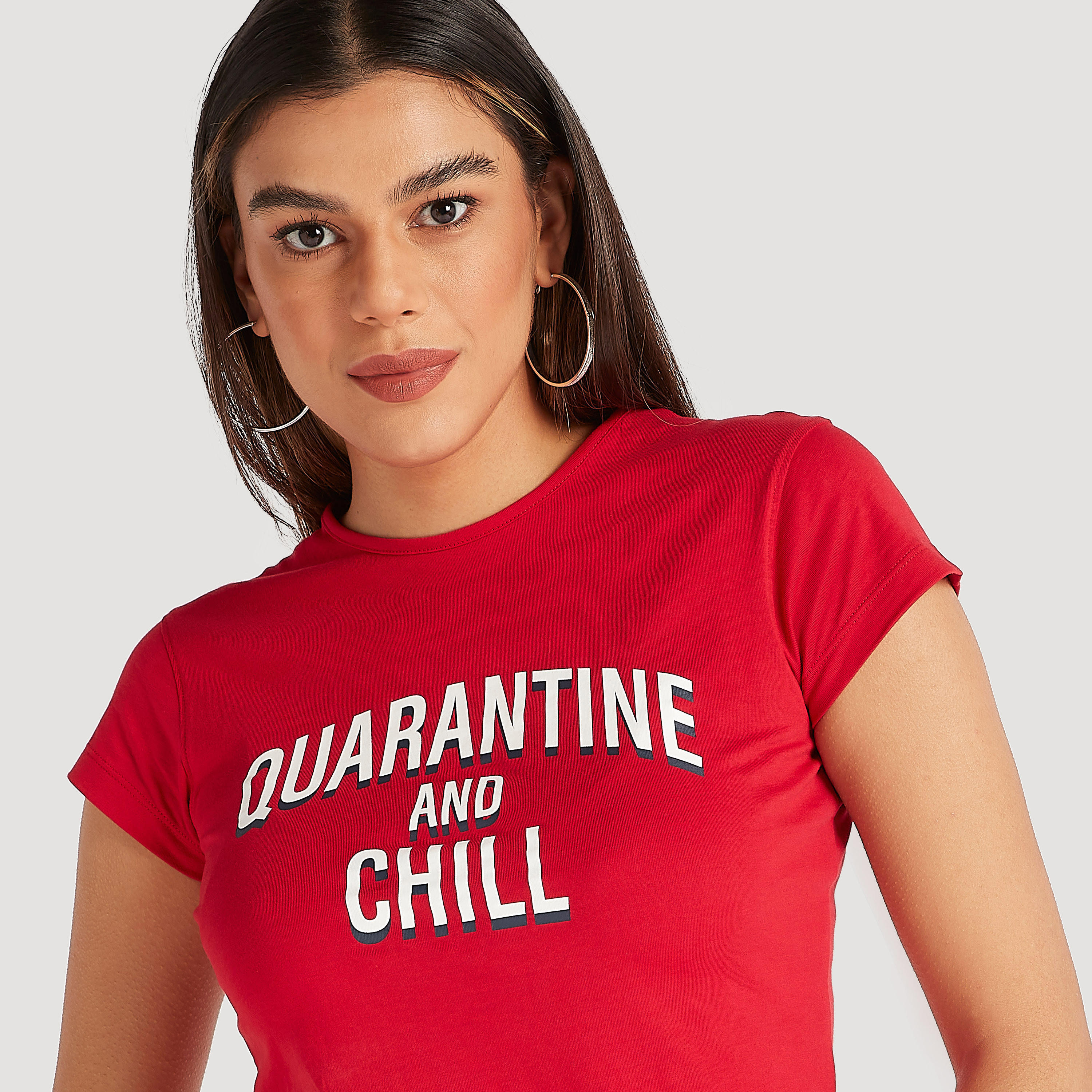 Printed Crew Neck T-shirt with Cap Sleeves-women-clothing-tshirts-image-3