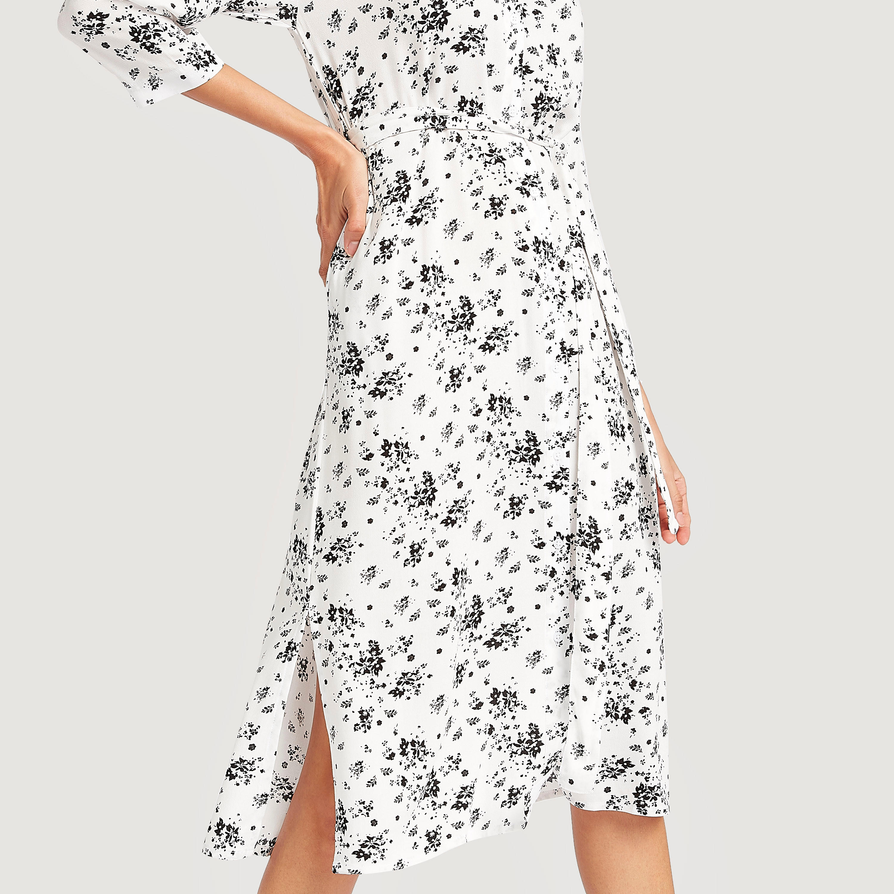 فستان قميص ميدي بطبعات أزهار وياقة ماندارين-women-clothing-dresses-image-5