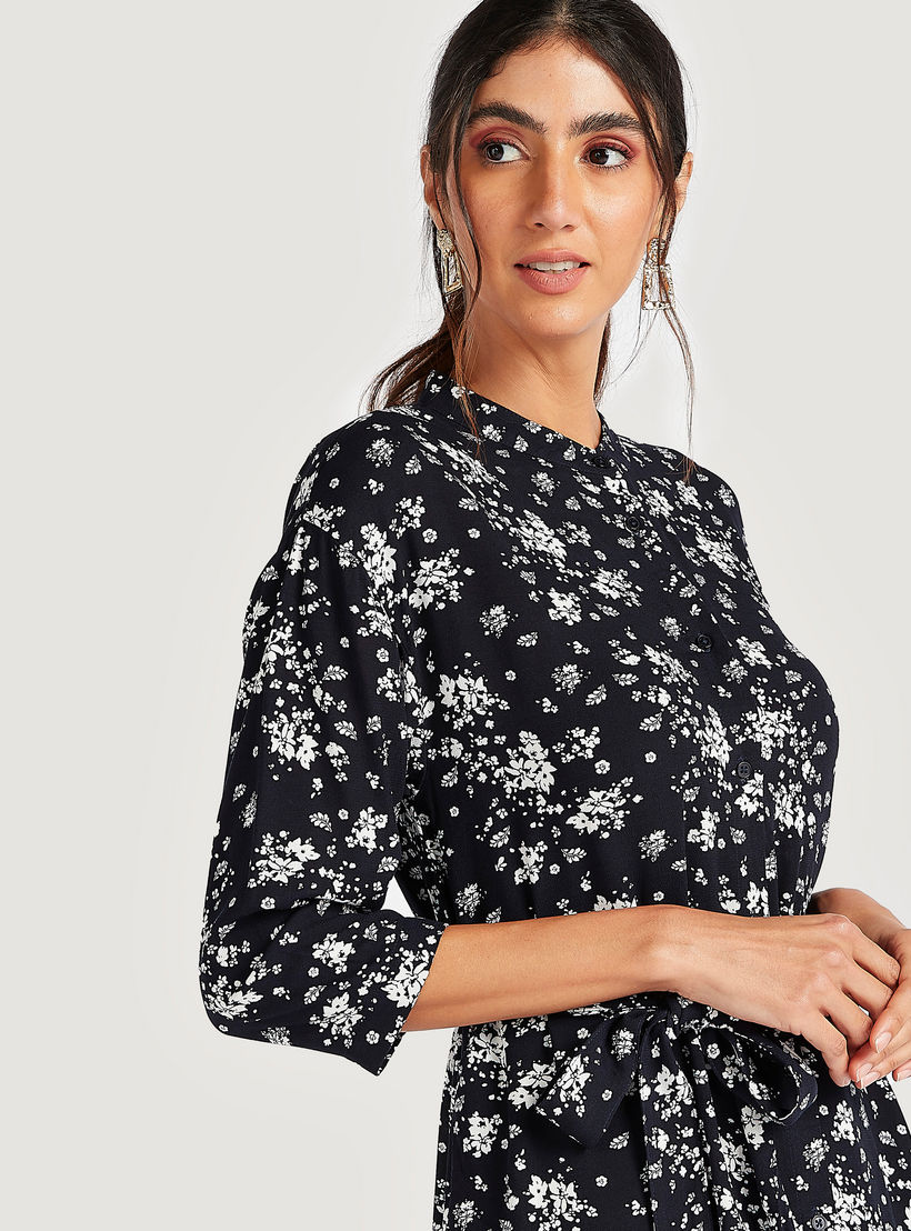 فستان ميدي بطبعات أزهار وأربطة وأكمام 3/4-women-clothing-dresses-image-3
