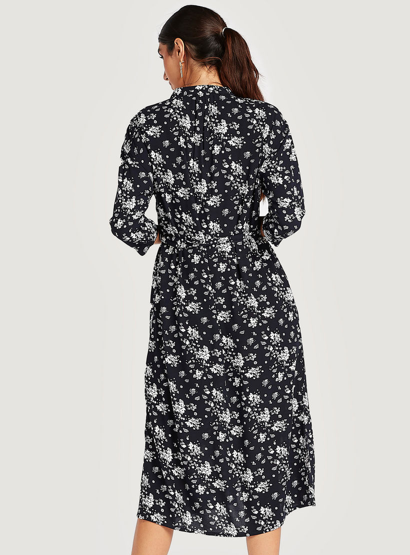 فستان ميدي بطبعات أزهار وأربطة وأكمام 3/4-women-clothing-dresses-image-4