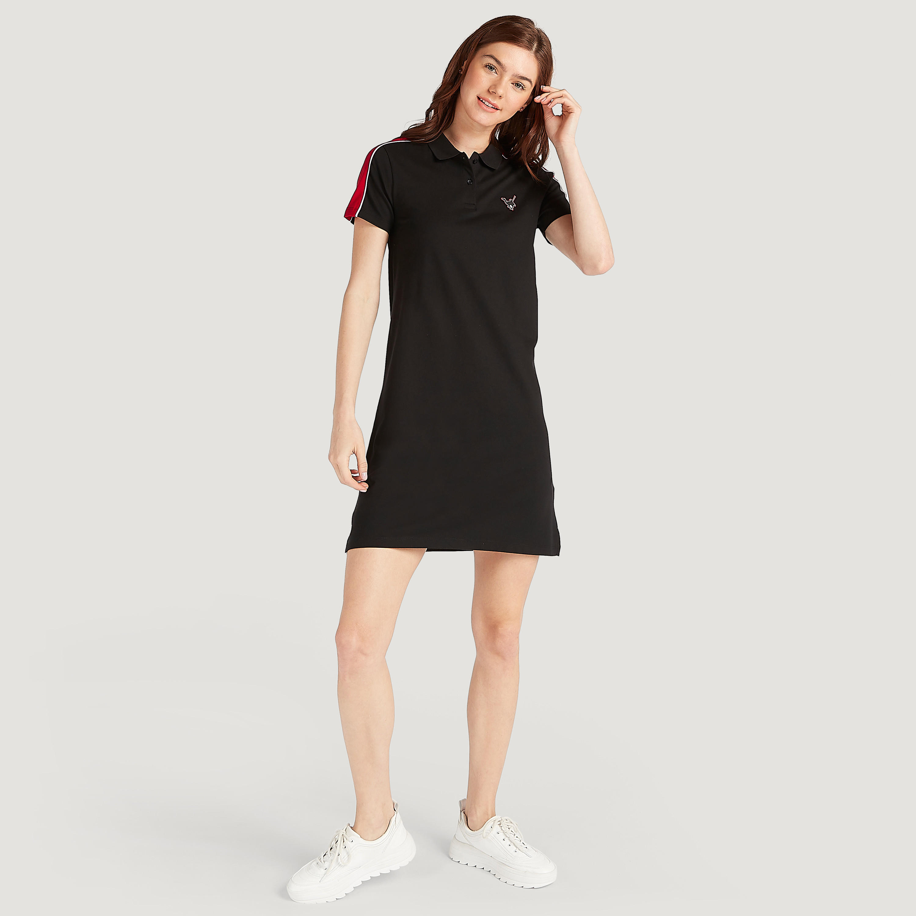فستان تيشيرت سادة بأكمام قصيرة-women-clothing-dresses-image-2