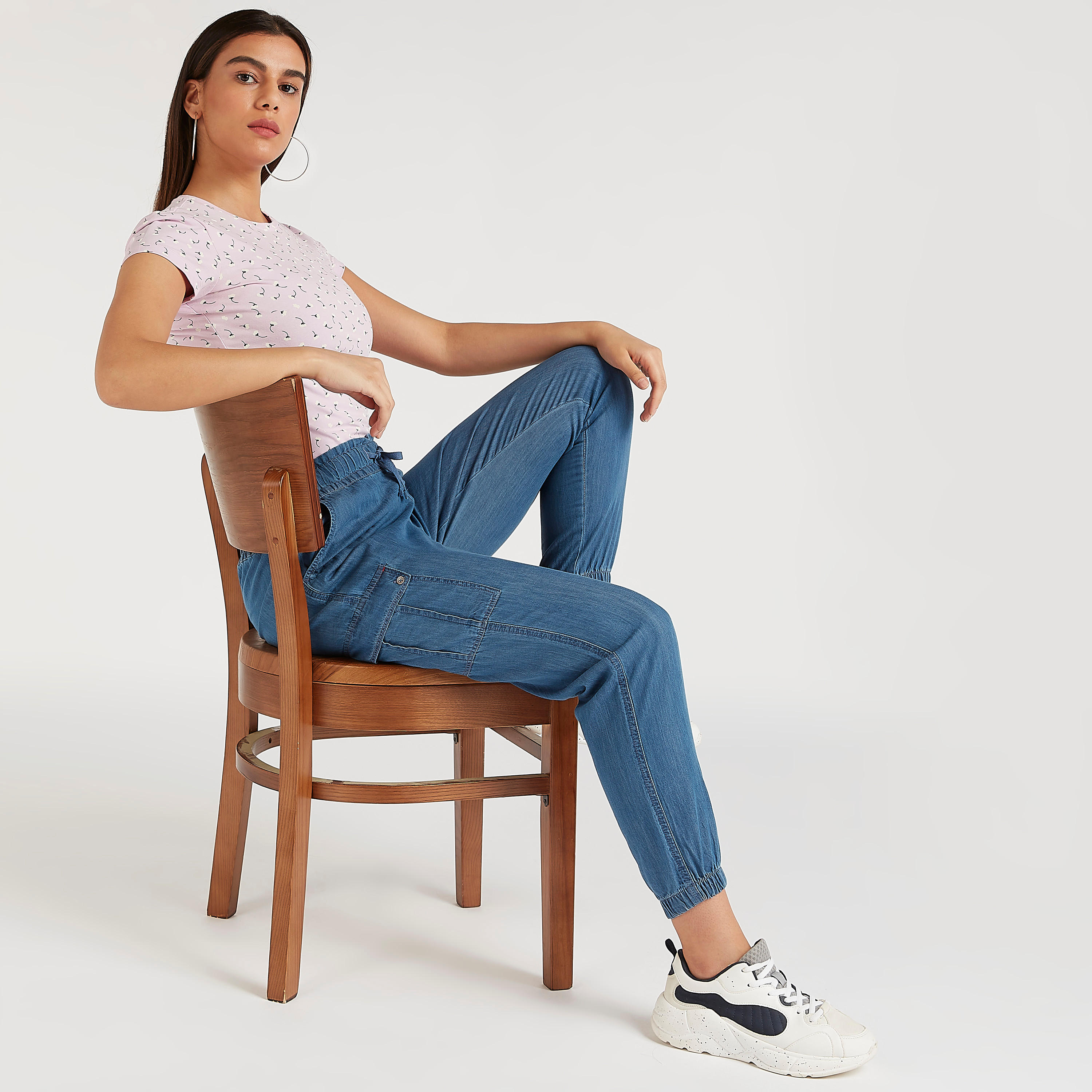Printed Crew Neck T-shirt with Cap Sleeves-women-clothing-tshirts-image-6