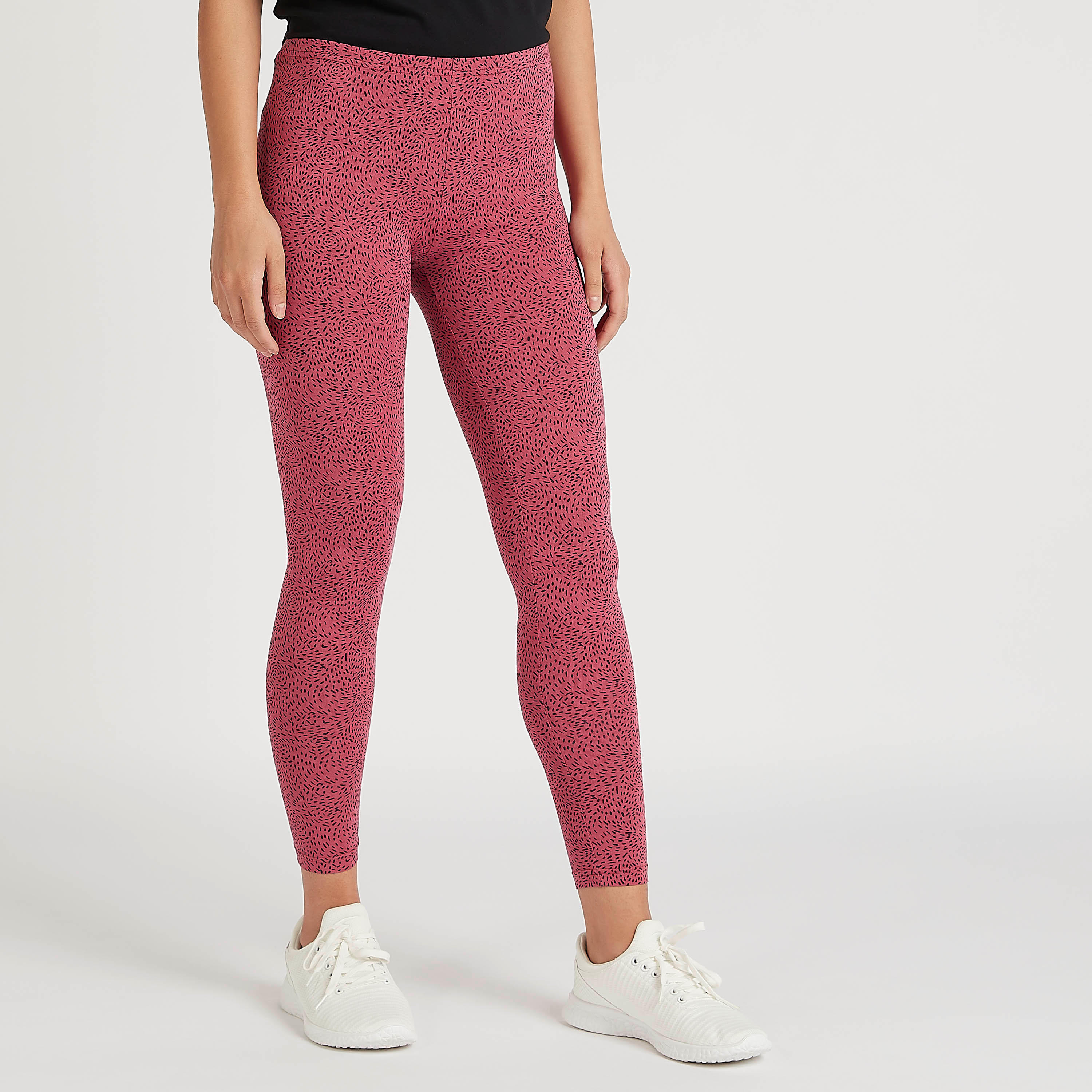 بنطلون ليقنز سكيني فيت بطبعات وخصر مطّاطي-women-clothing-bottoms-leggings-image-1