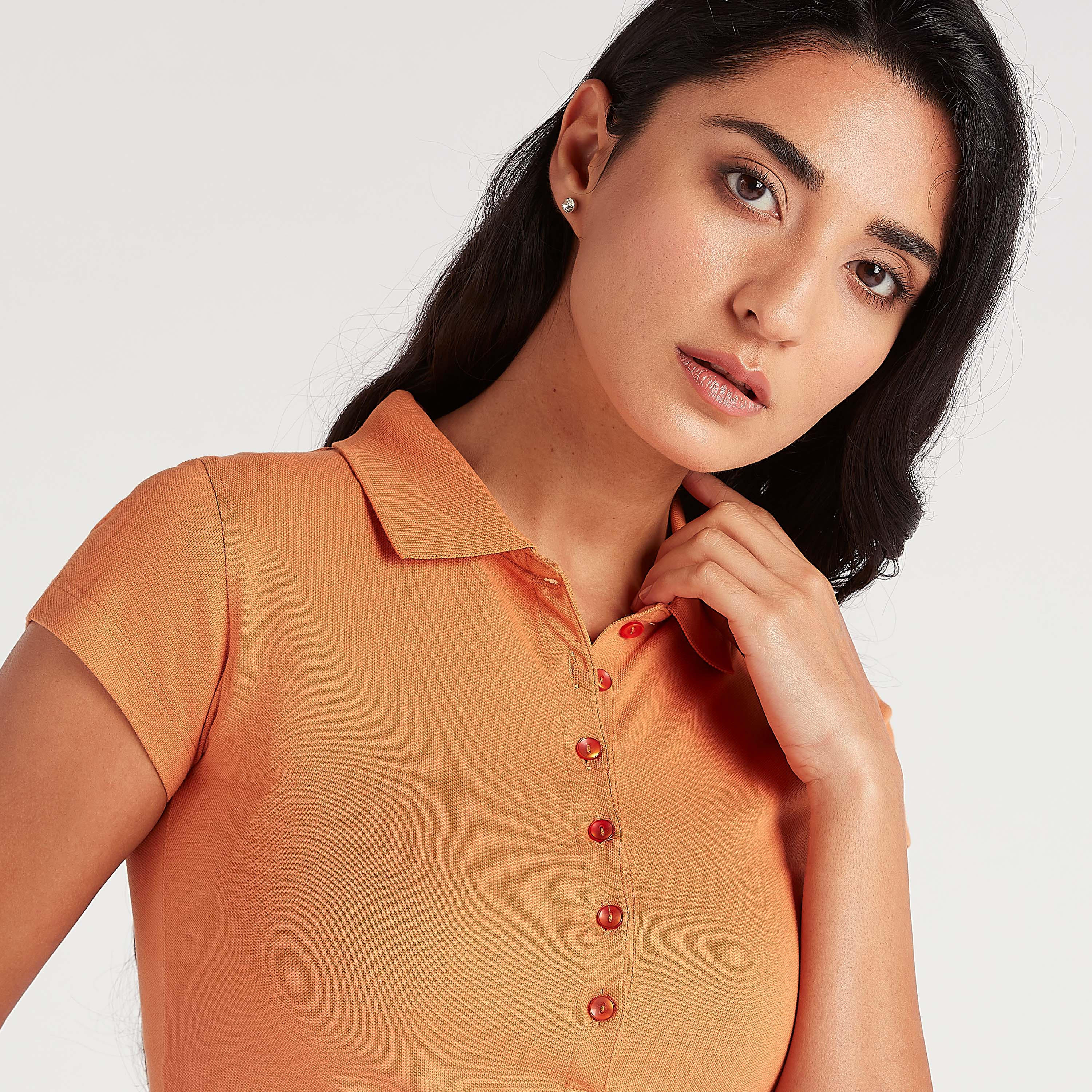 تيشيرت بولو سادة بأكمام كاب-women-clothing-tshirts-image-2