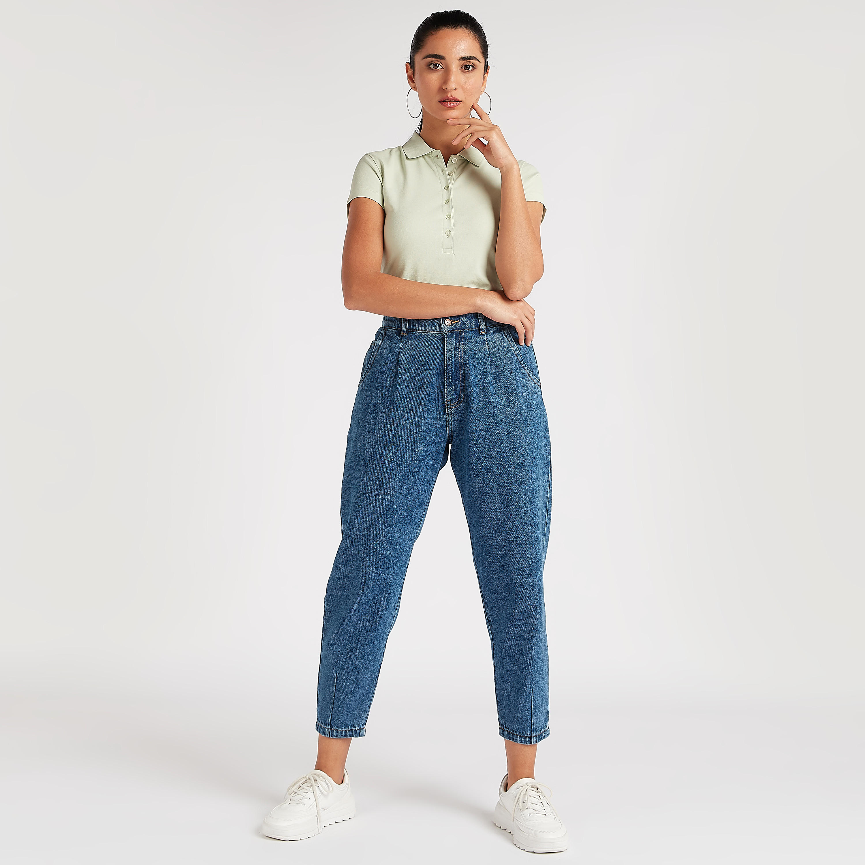 تيشيرت بولو سادة بأكمام كاب-women-clothing-tshirts-image-4