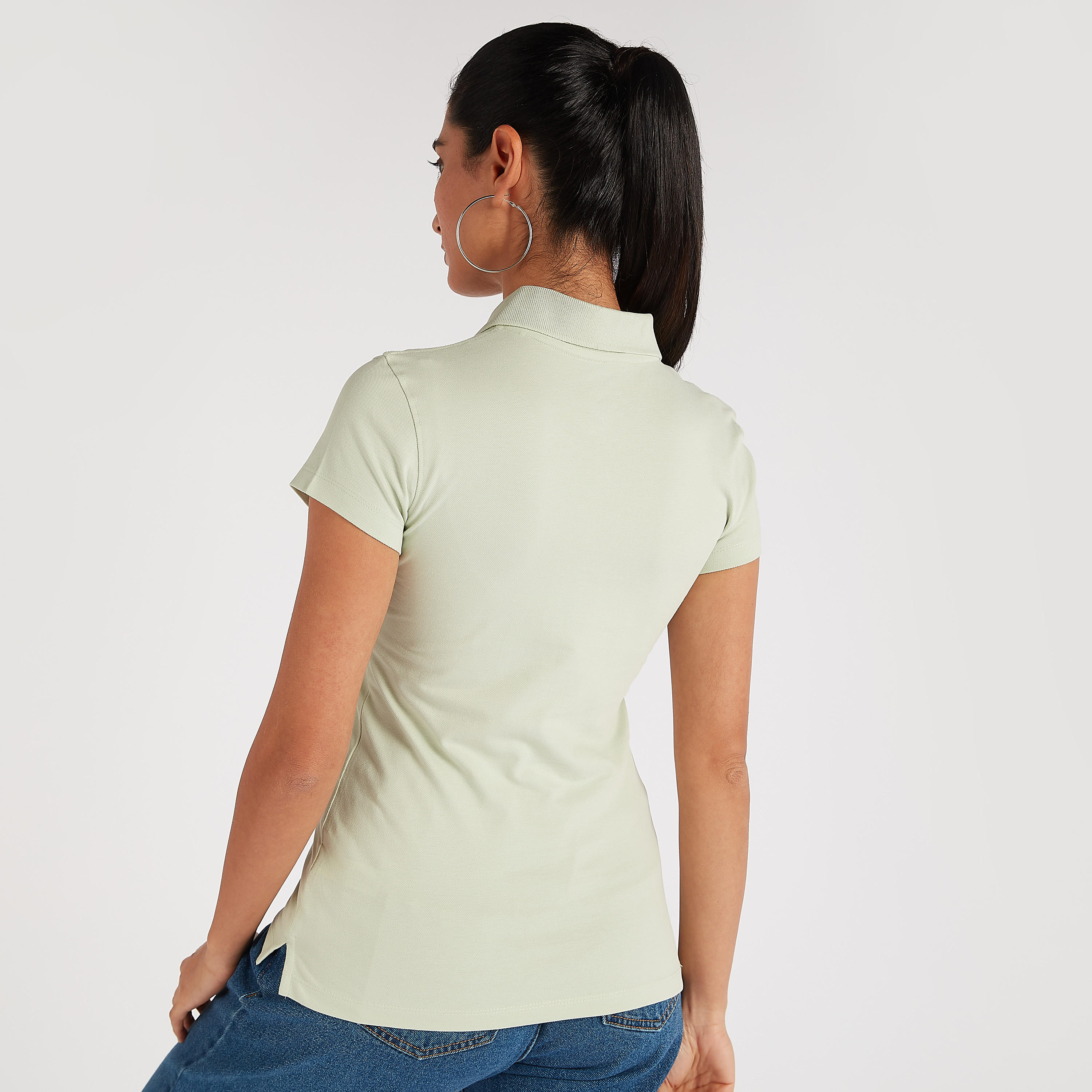 تيشيرت بولو سادة بأكمام كاب-women-clothing-tshirts-image-2