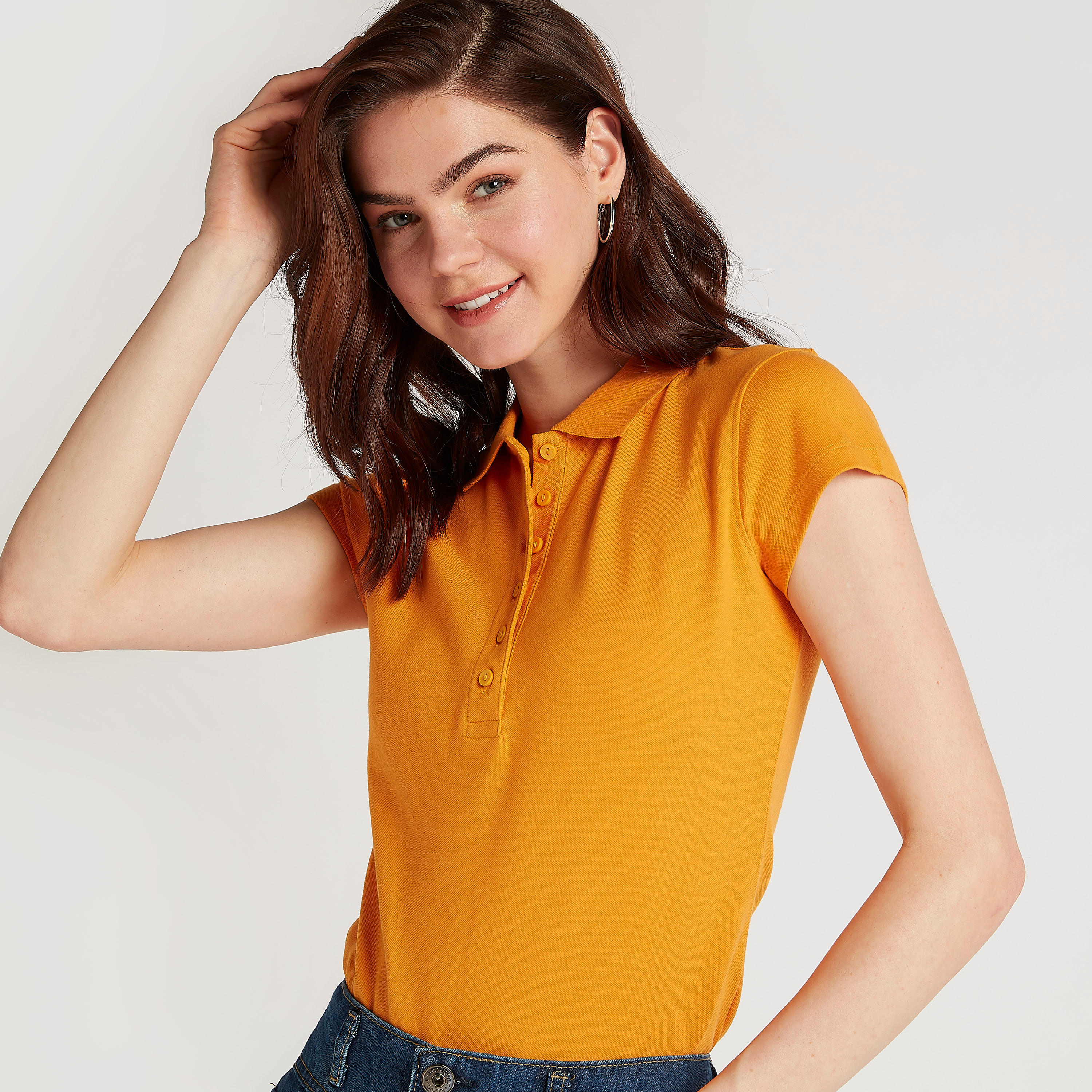 تيشيرت بولو سادة بأكمام كاب-women-clothing-tshirts-image-5