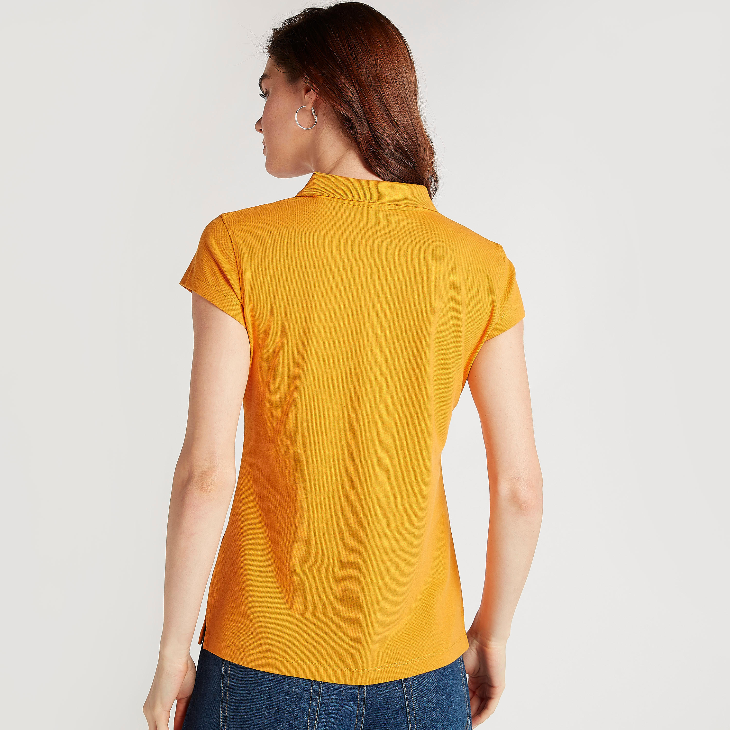 تيشيرت بولو سادة بأكمام كاب-women-clothing-tshirts-image-2