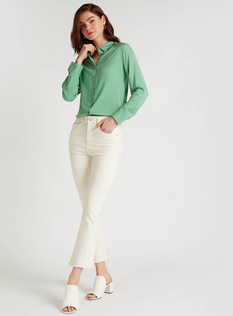 Solid Button Up Shirt with Long Sleeves-women-clothing-shirtsandblouses-shirts-image-2