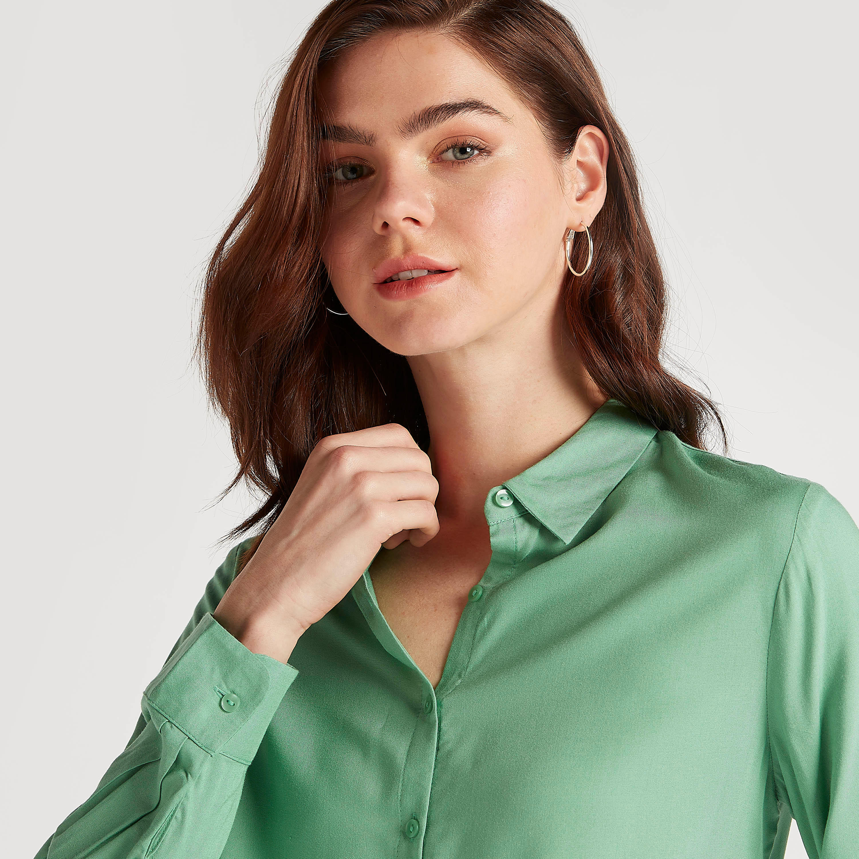 Solid Button Up Shirt with Long Sleeves-women-clothing-shirtsandblouses-shirts-image-3