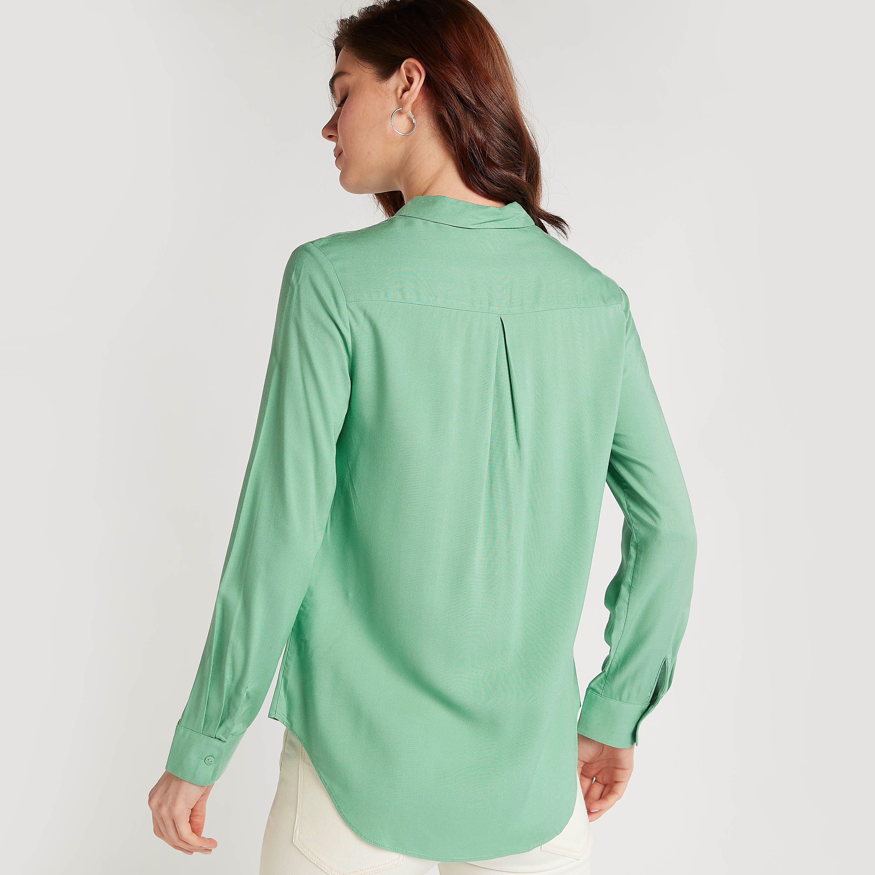 Solid Button Up Shirt with Long Sleeves-women-clothing-shirtsandblouses-shirts-image-4