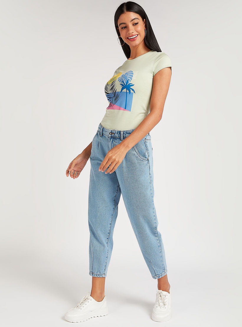 تيشيرت بياقة ضيّقة وأكمام كاب وطَبعات-women-clothing-tshirts-image-3