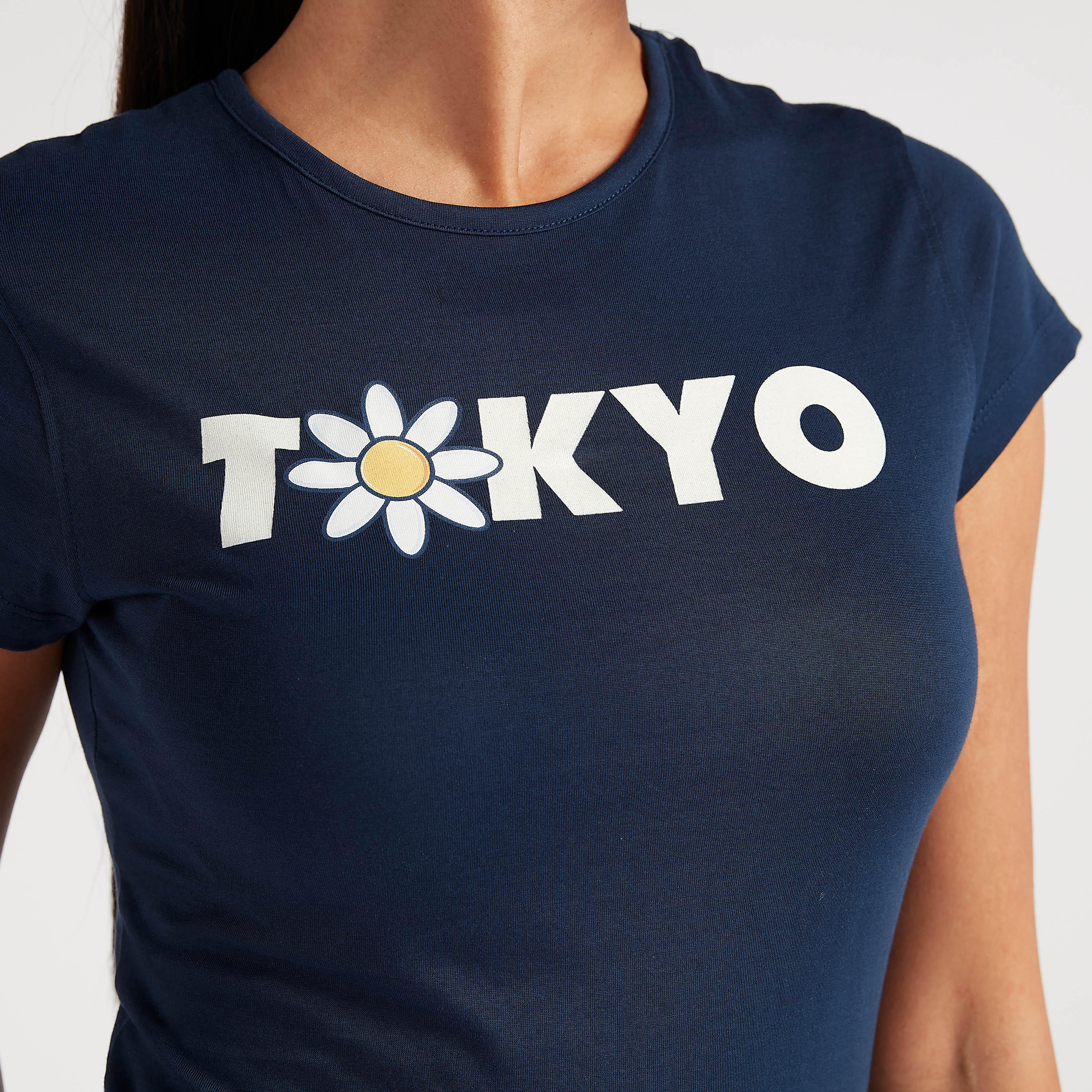Printed T-shirt with Cap Sleeves and Crew Neck-women-clothing-tshirts-image-3