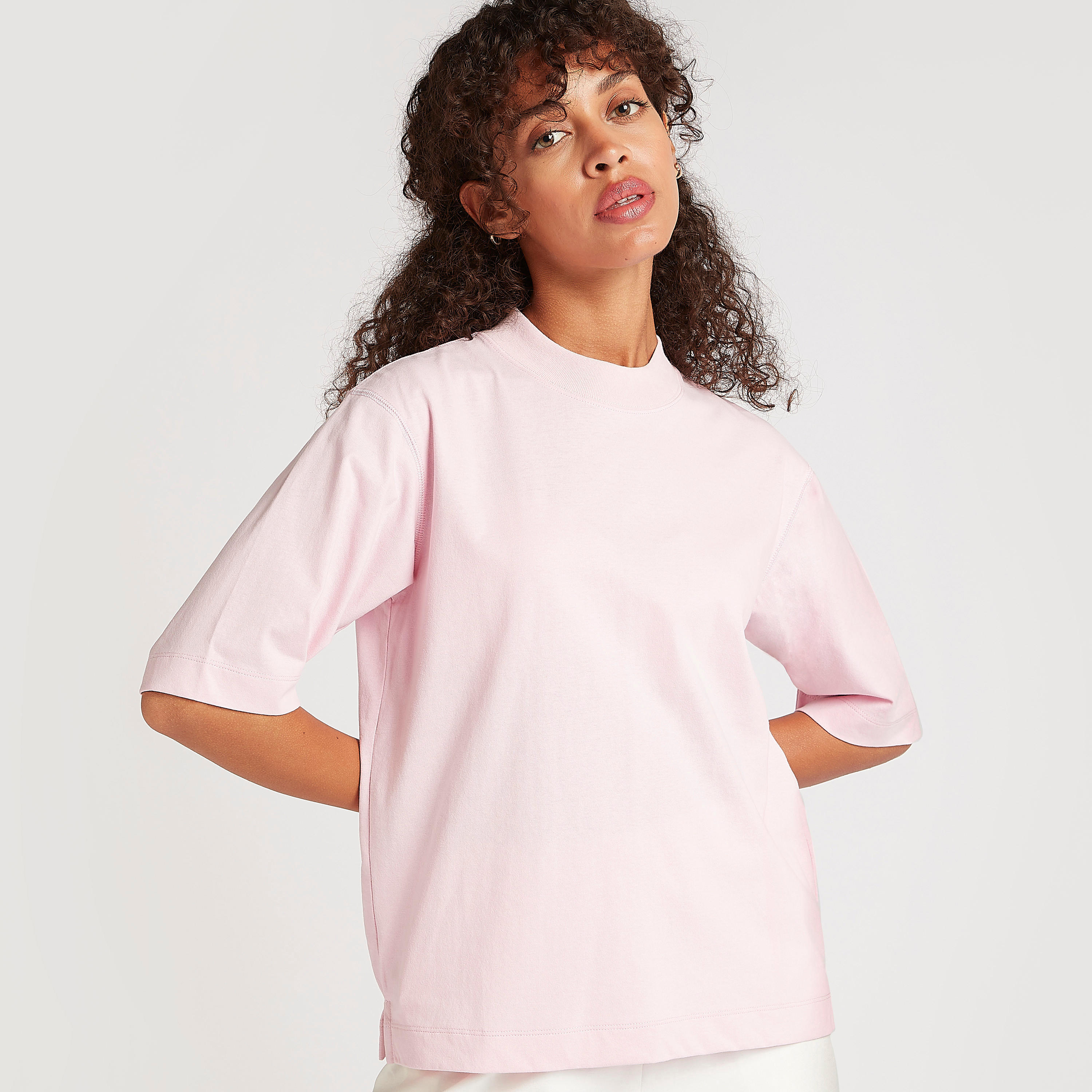 Solid T-shirt with Short Sleeves and Crew Neck-women-clothing-tshirts-image-1
