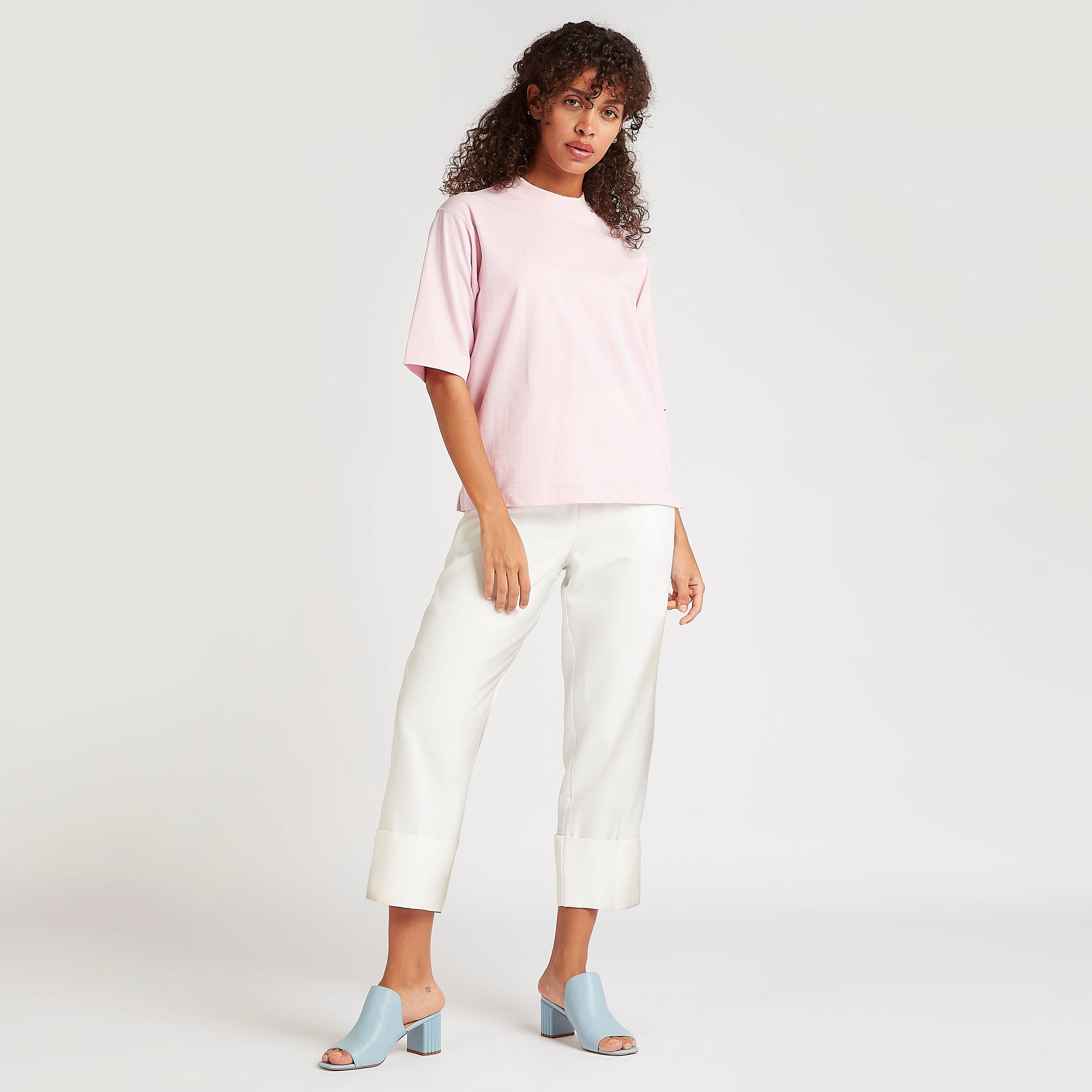 Solid T-shirt with Short Sleeves and Crew Neck-women-clothing-tshirts-image-2