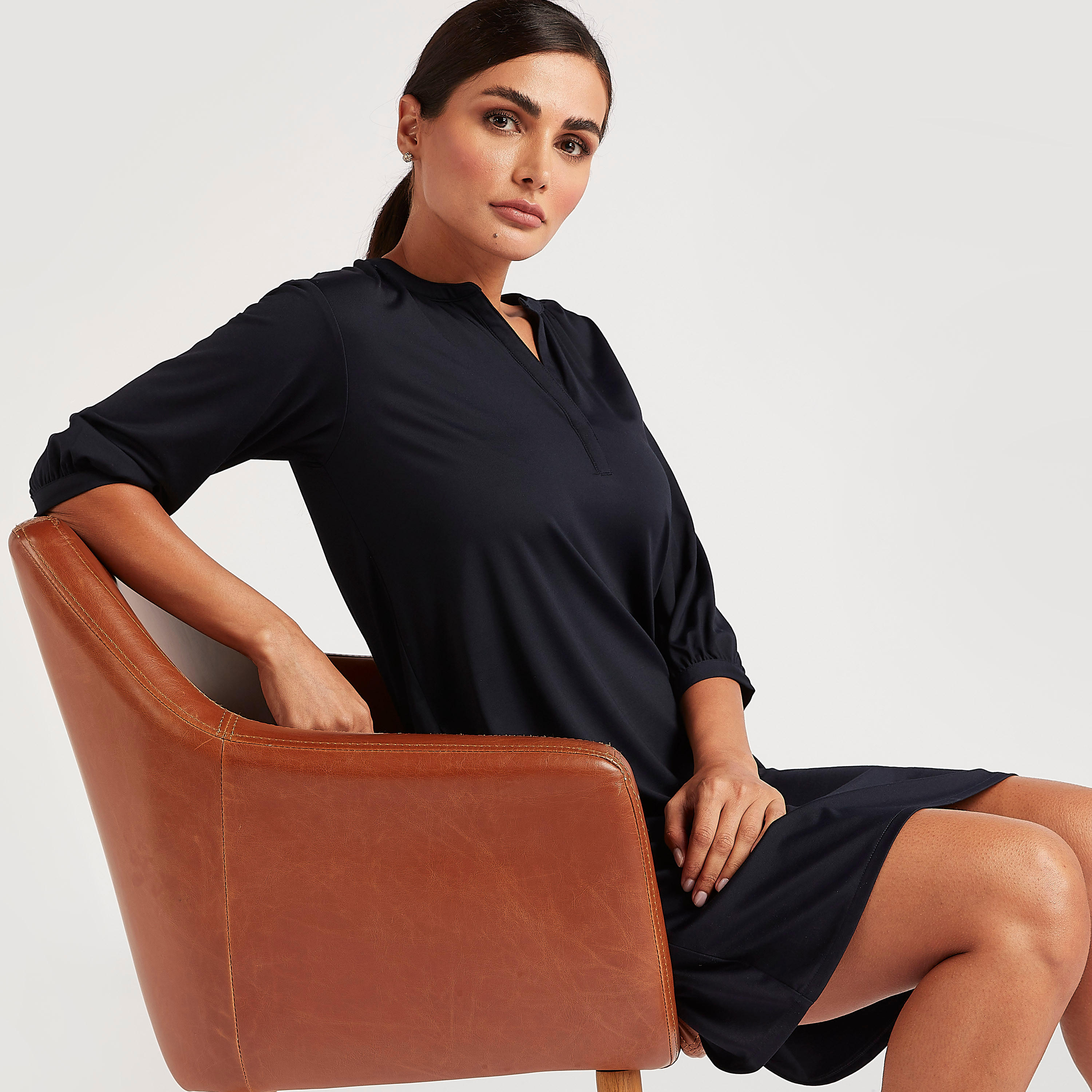 Solid Tunic Top with Pockets and V-neck-women-clothing-dresses-image-6