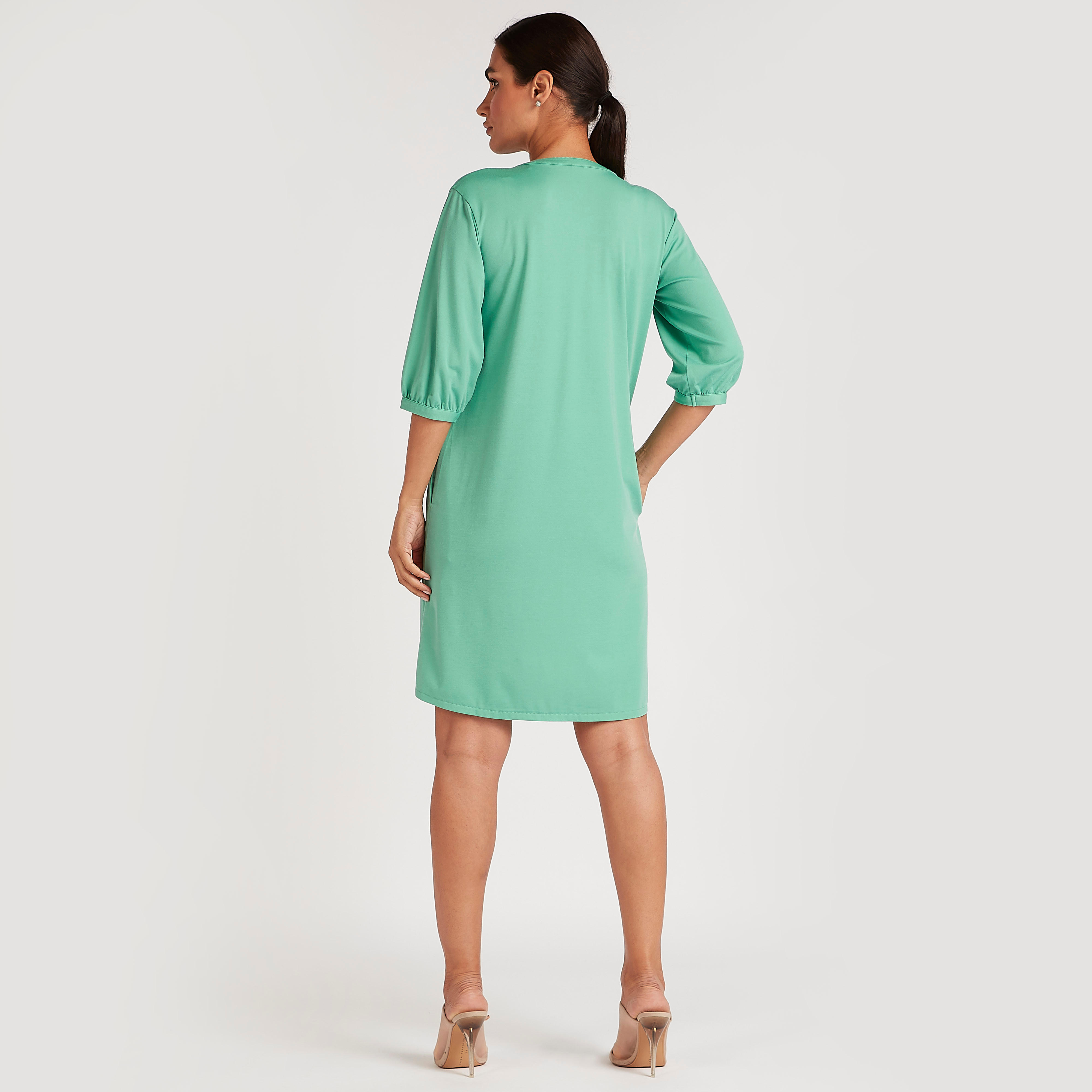 بلوزة تونيك سادة بجيوب وياقة v-women-clothing-dresses-image-15