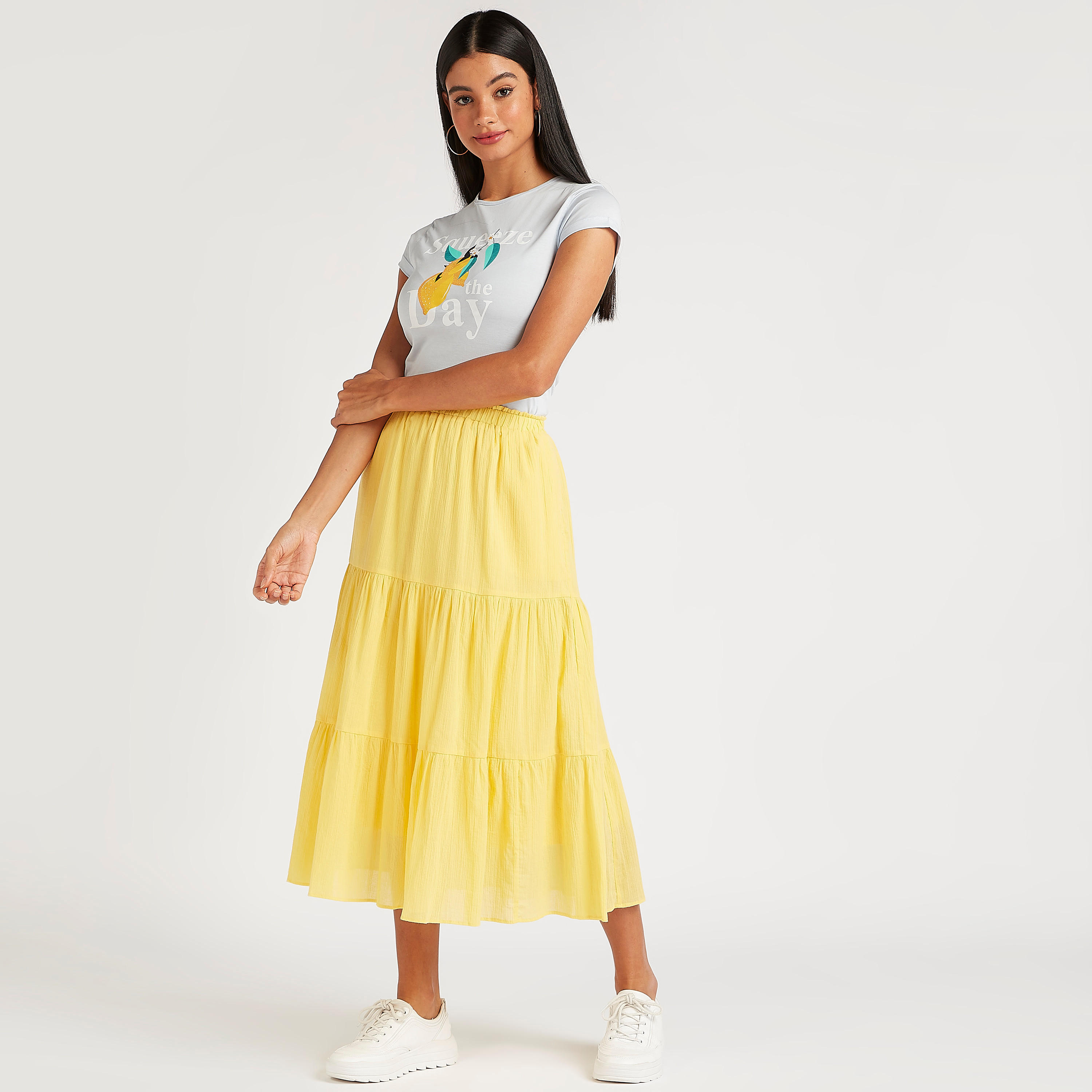 تنورة ميدي إيه لاين متعدّد الطبقات مع خصر مطّاطي-women-clothing-bottoms-skirts-image-2