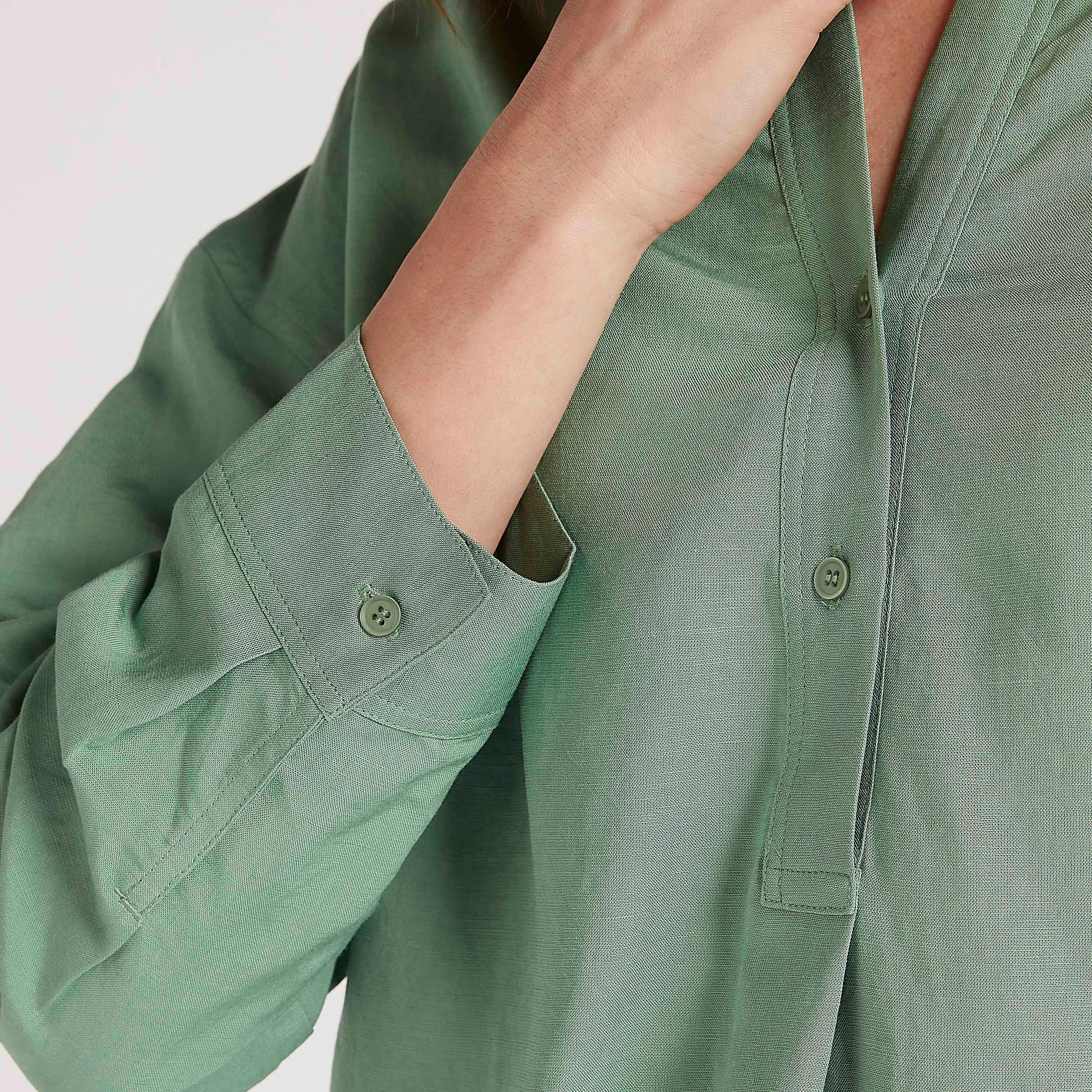 قميص سادة بياقة ماندارين وأكمام طويلة-women-clothing-shirtsandblouses-shirts-image-2