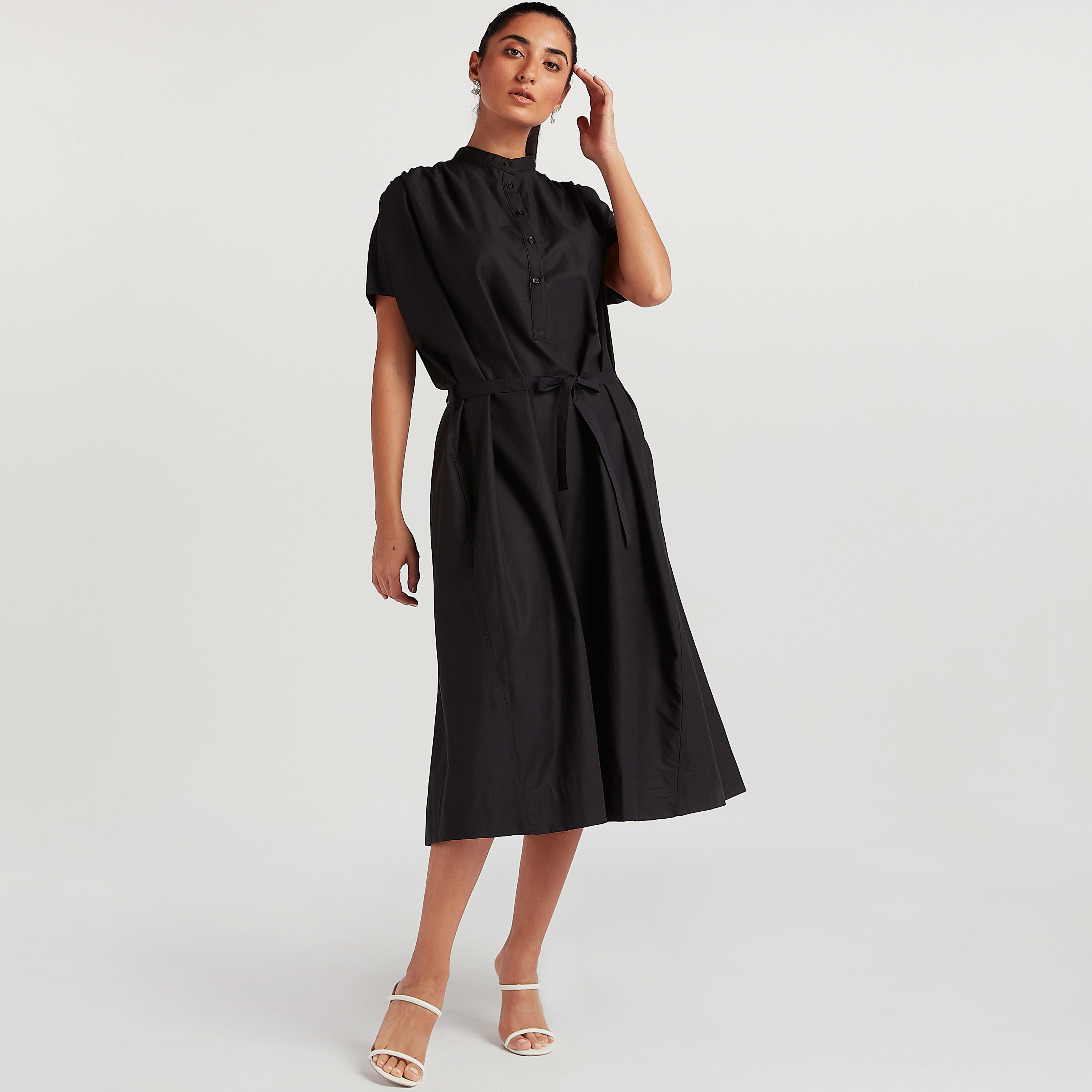 تونيك سادة بزر إغلاق وحزام رباط-women-clothing-shirtsandblouses-blouses-image-4