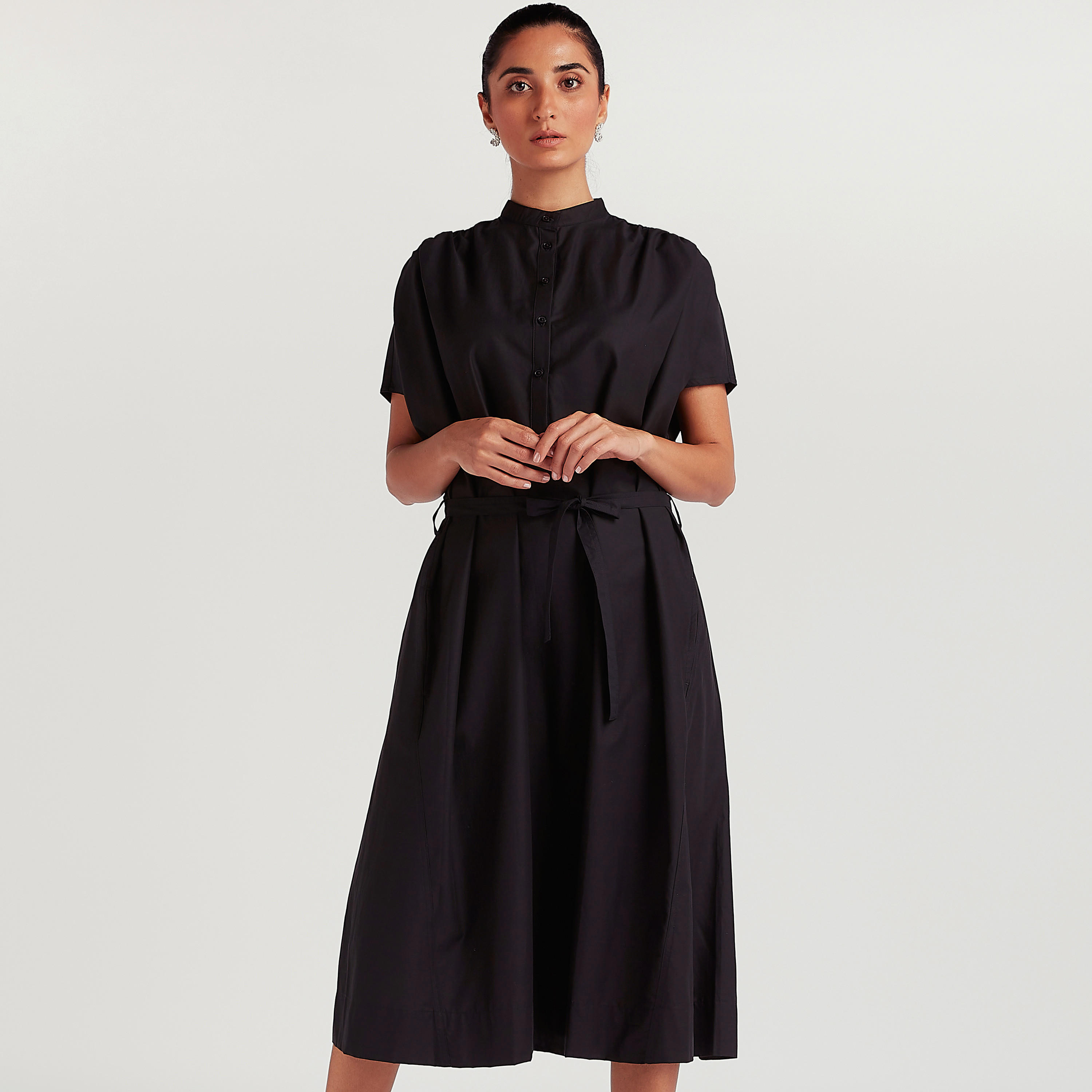 تونيك سادة بزر إغلاق وحزام رباط-women-clothing-shirtsandblouses-blouses-image-3