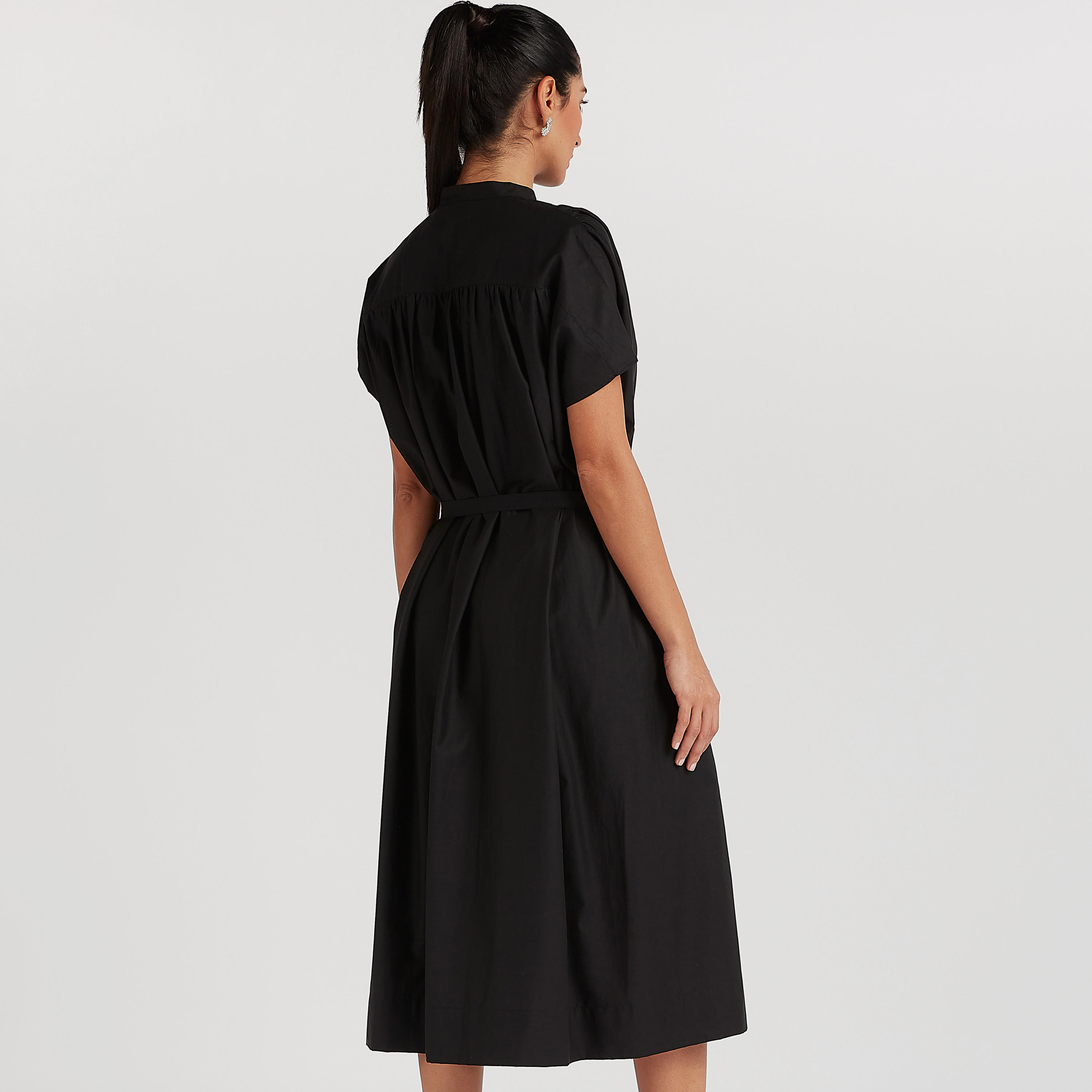 تونيك سادة بزر إغلاق وحزام رباط-women-clothing-shirtsandblouses-blouses-image-1