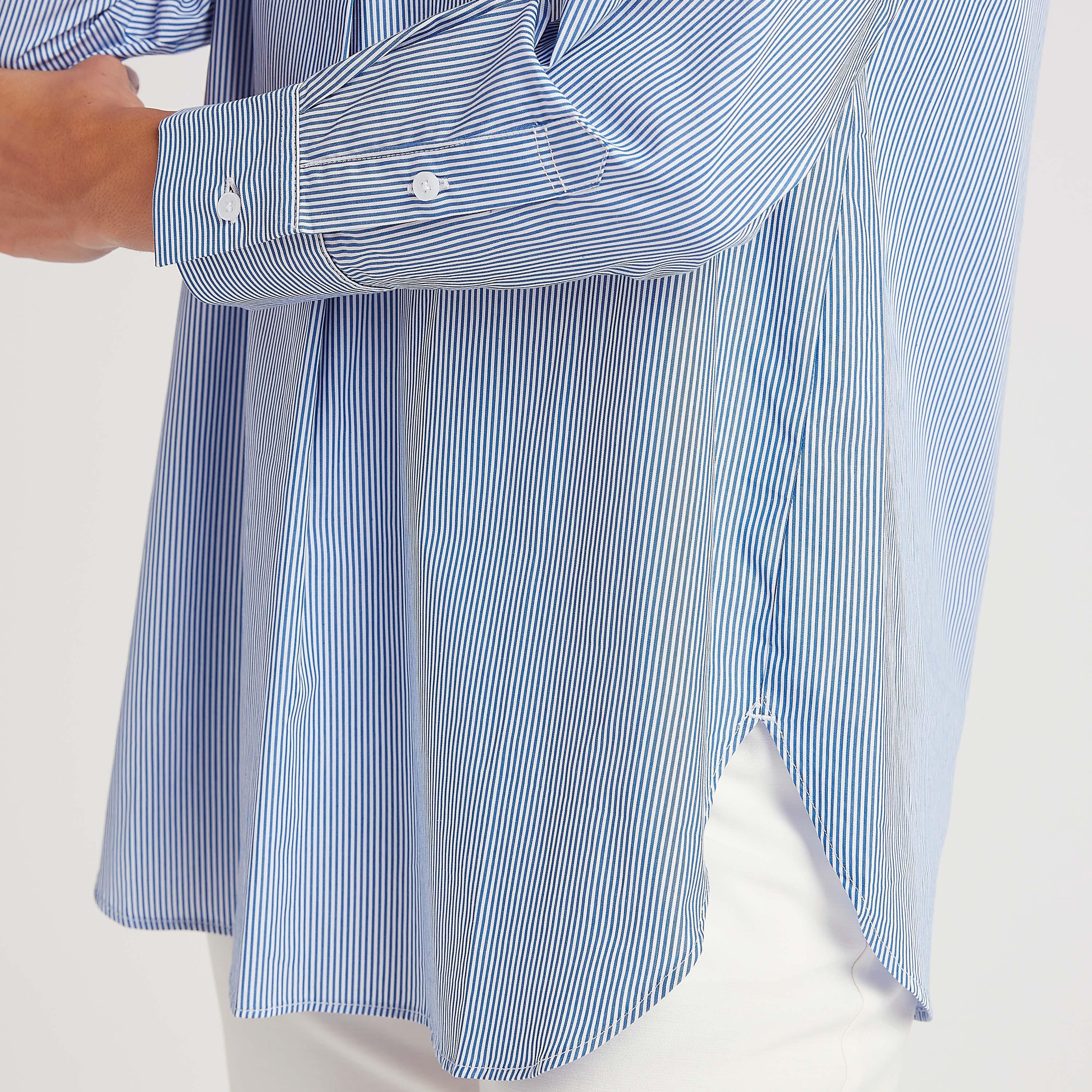 بلوزة طويلة مخطّطة وياقة ماندارين-women-clothing-shirtsandblouses-blouses-image-2