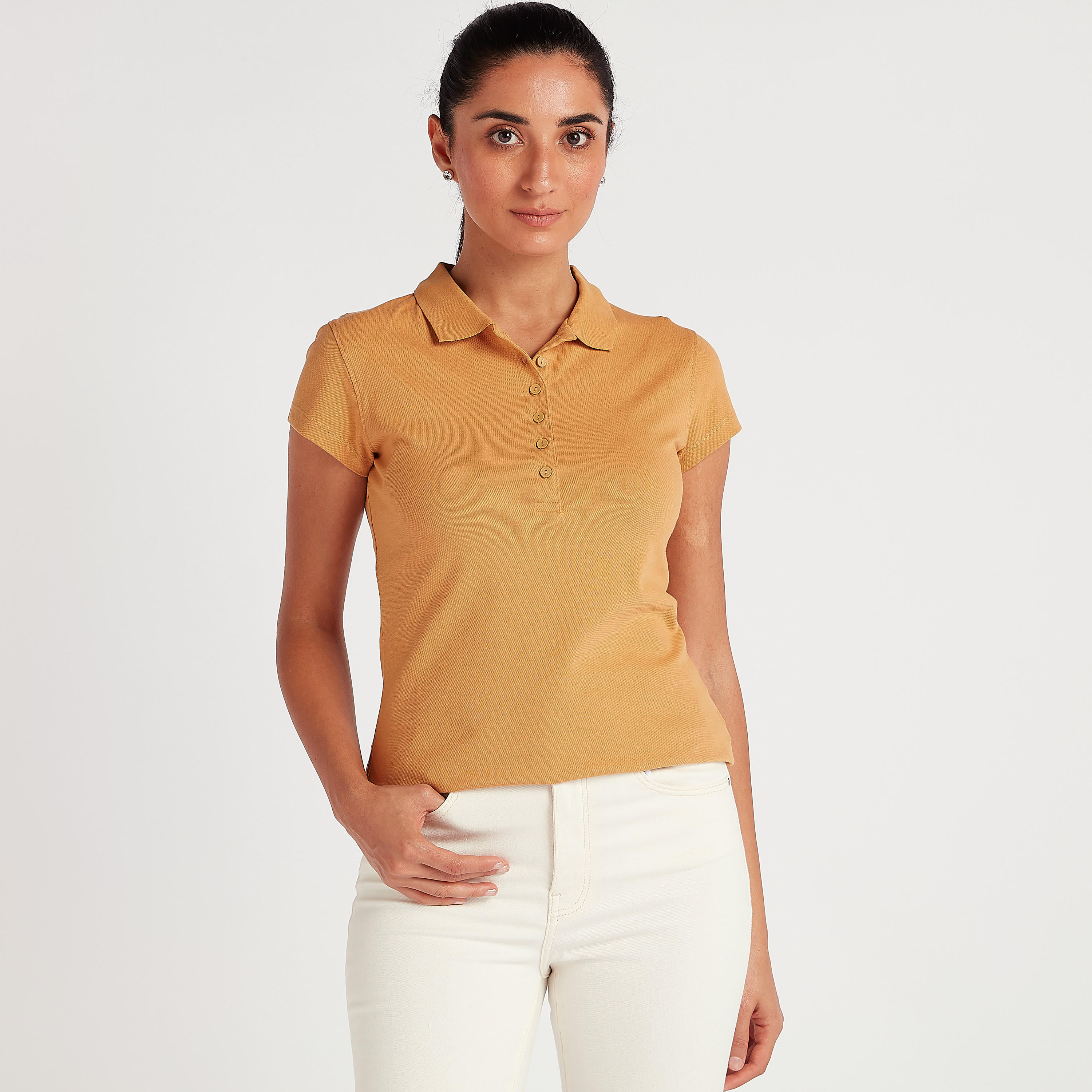 تيشيرت بولو سادة بأكمام كاب-women-clothing-tshirts-image-4