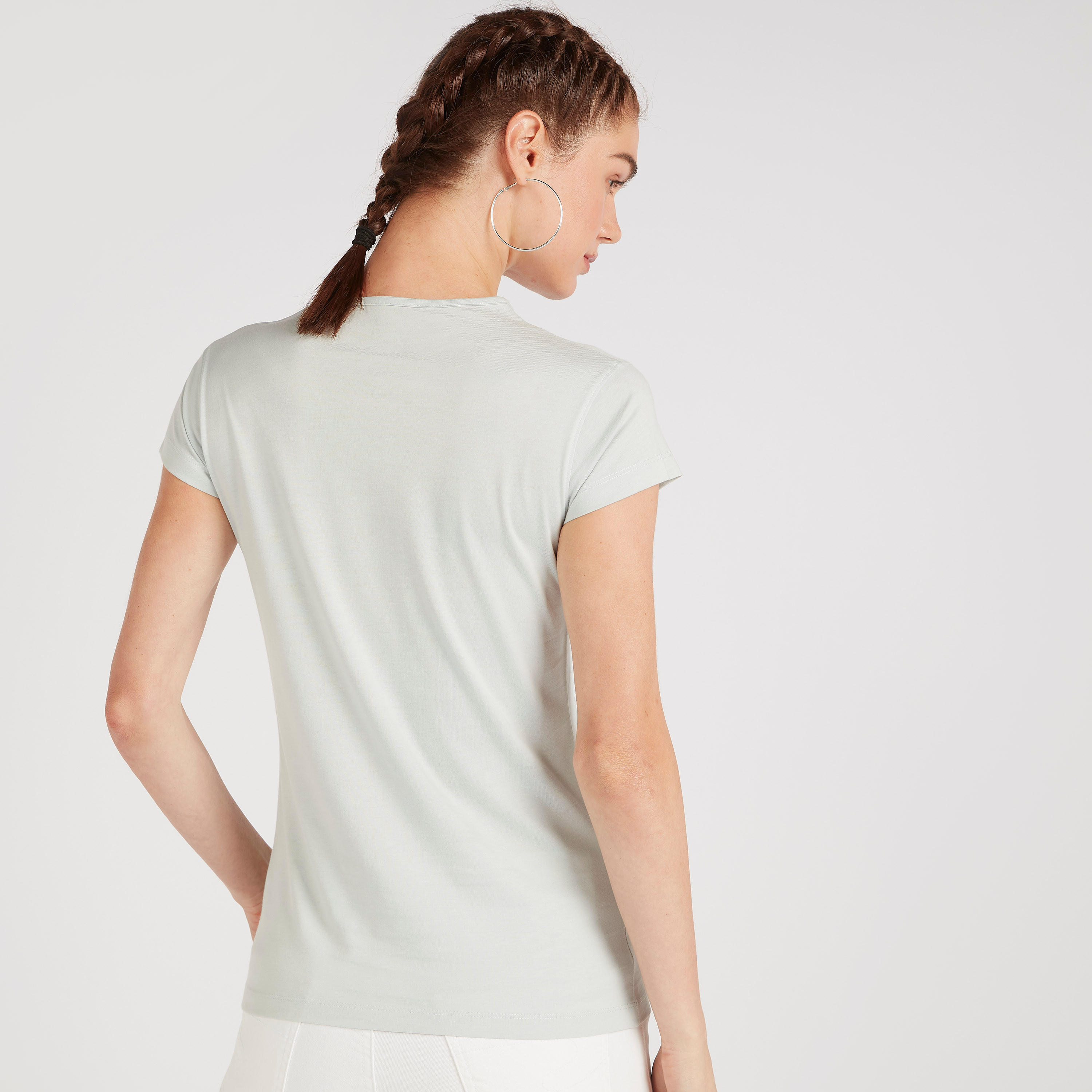 Printed Crew Neck T-shirt with Cap Sleeves-women-clothing-tshirts-image-4