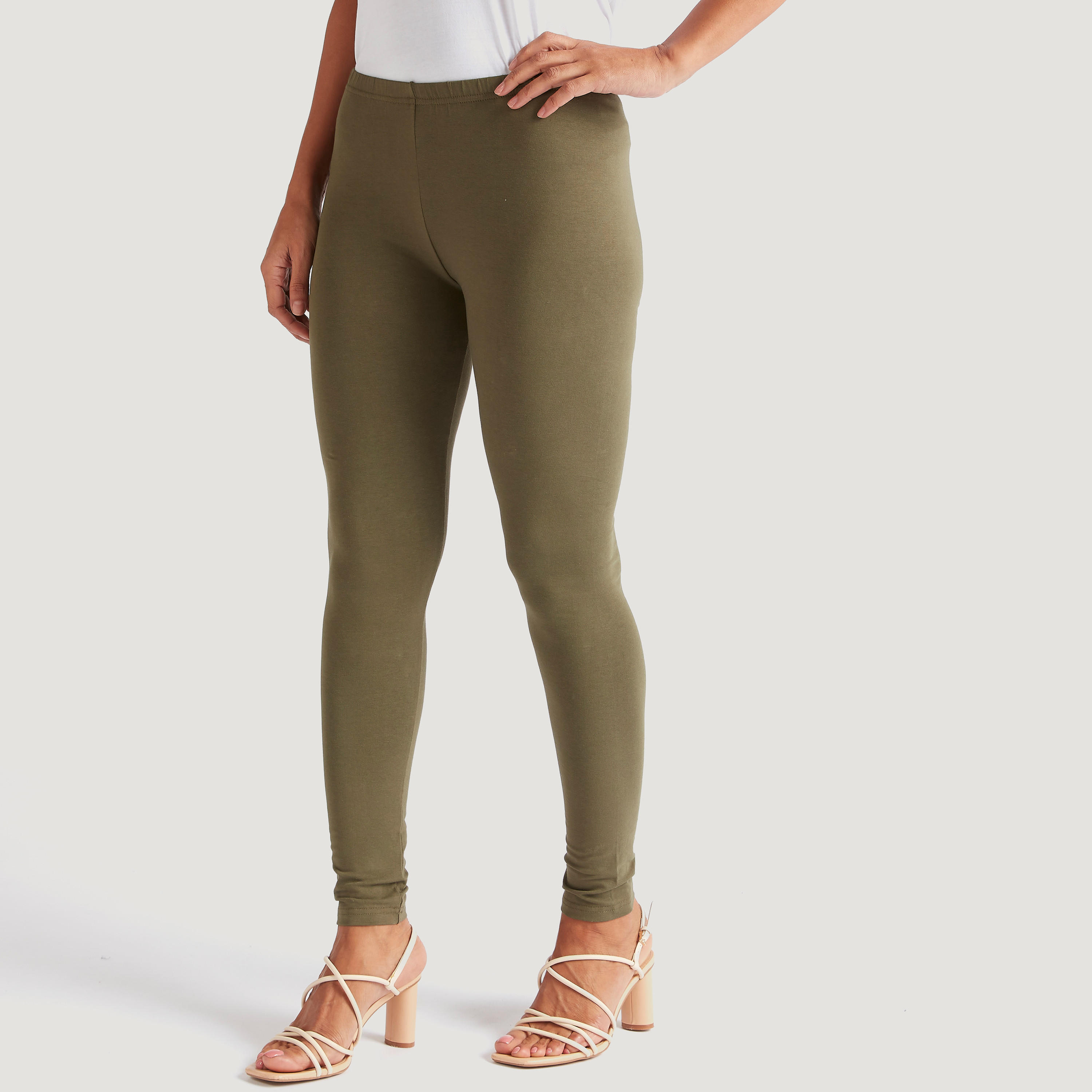 Solid Leggings with Elasticated Waistband-women-clothing-bottoms-leggings-image-1
