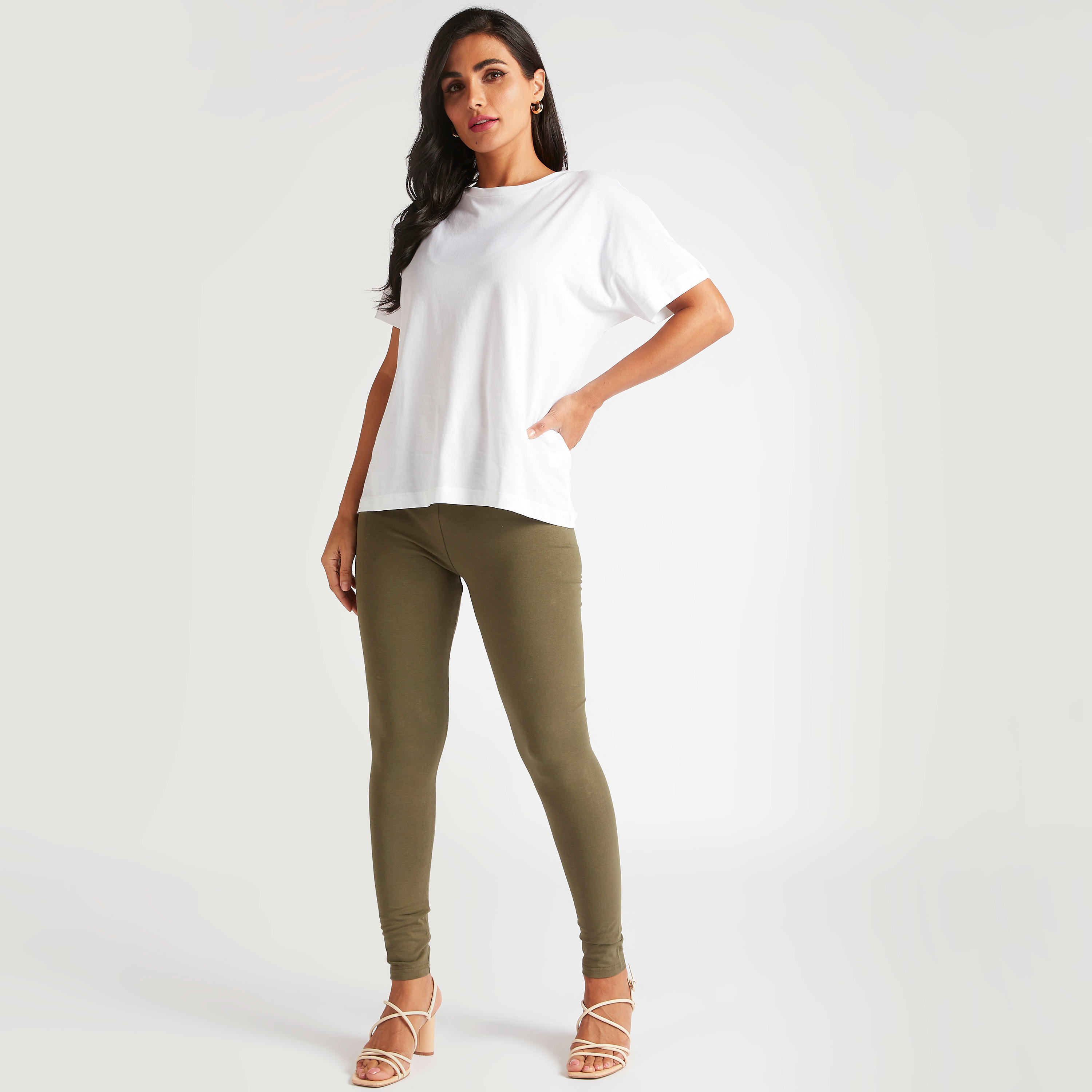 Solid Leggings with Elasticated Waistband-women-clothing-bottoms-leggings-image-2
