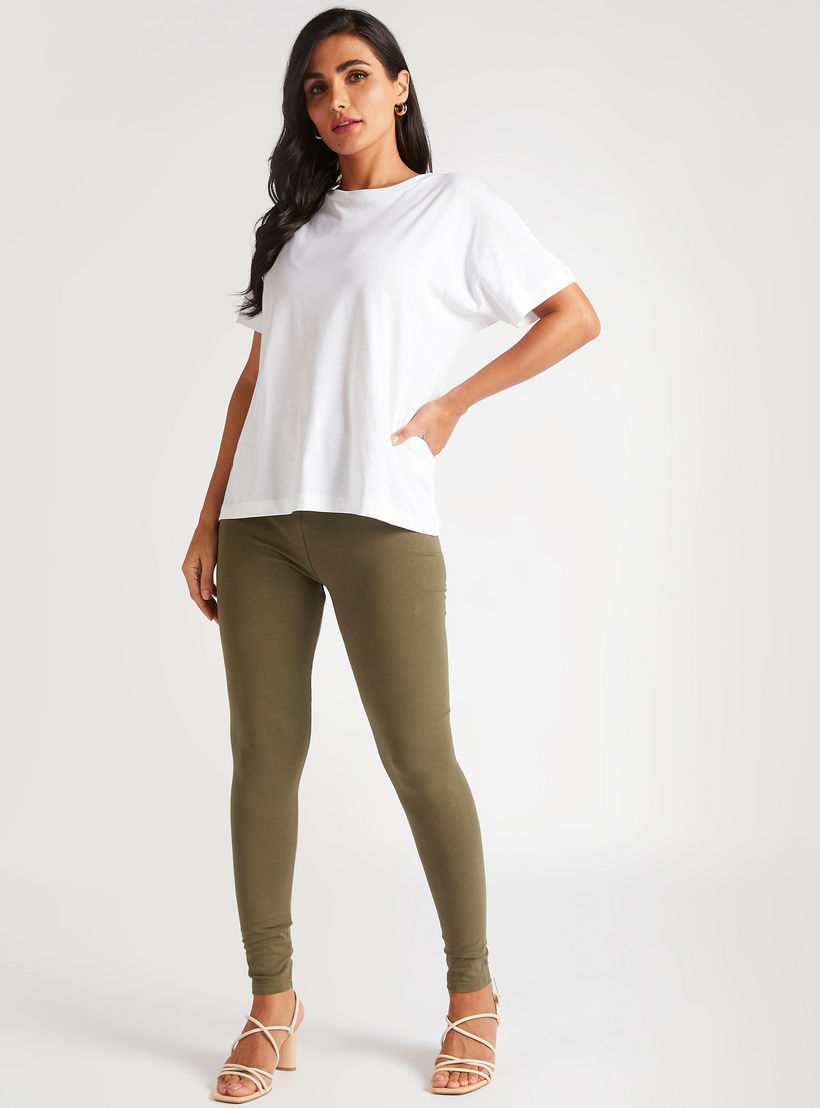 Solid Leggings with Elasticated Waistband-women-clothing-bottoms-leggings-image-2