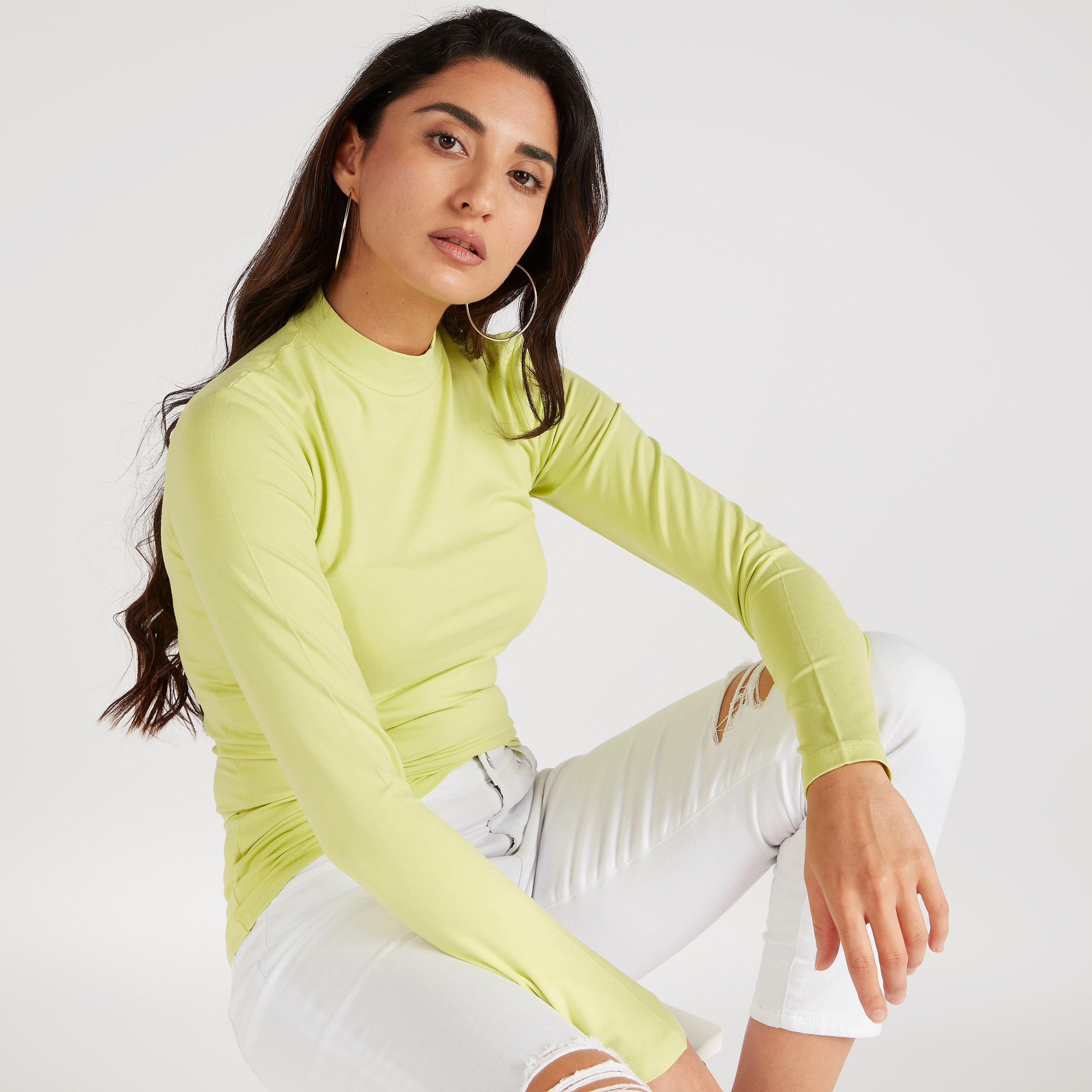 تيشيرت سادة بياقة عالية وأكمام طويلة-women-clothing-tshirts-image-3