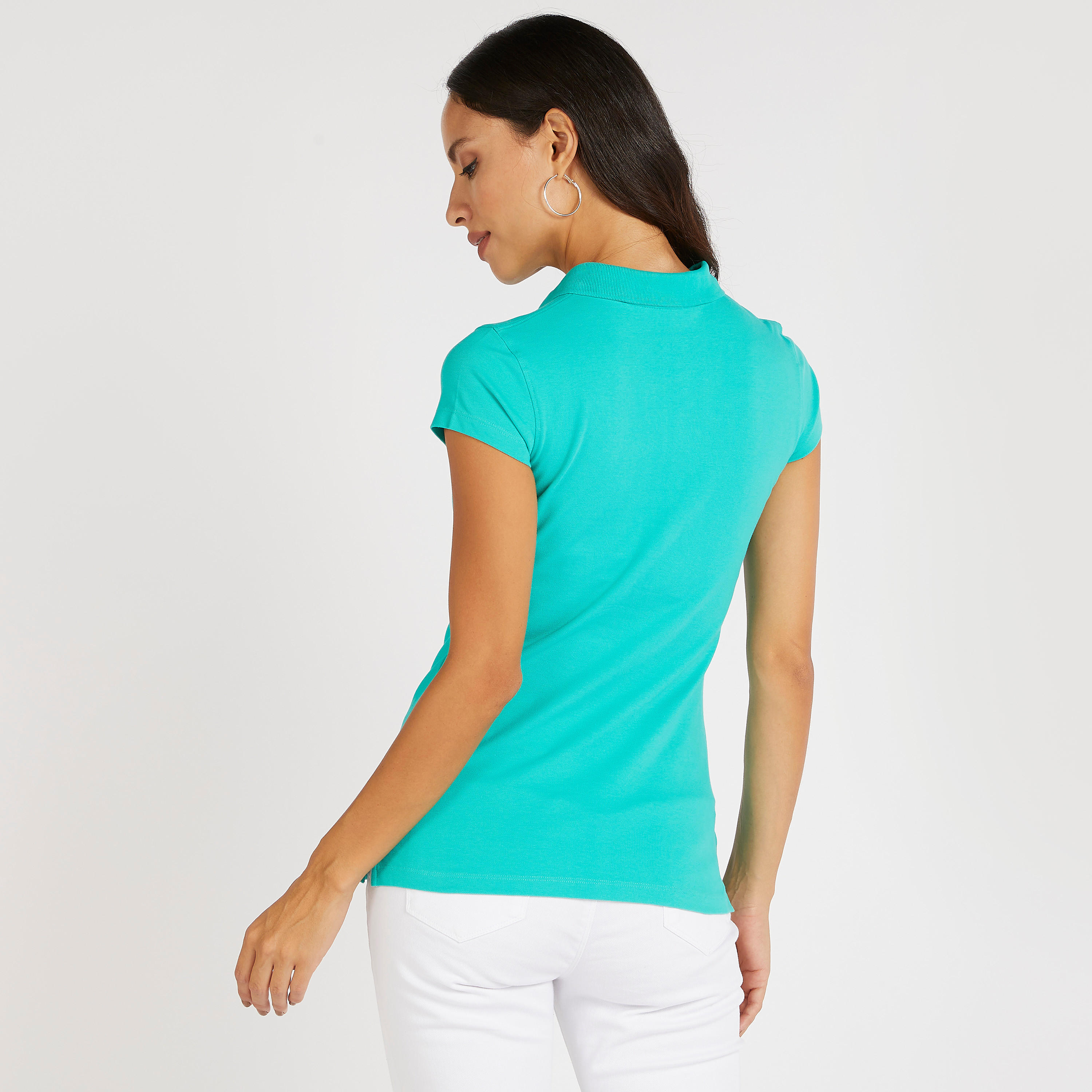 تيشيرت بولو سادة بأكمام كاب-women-clothing-tshirts-image-1