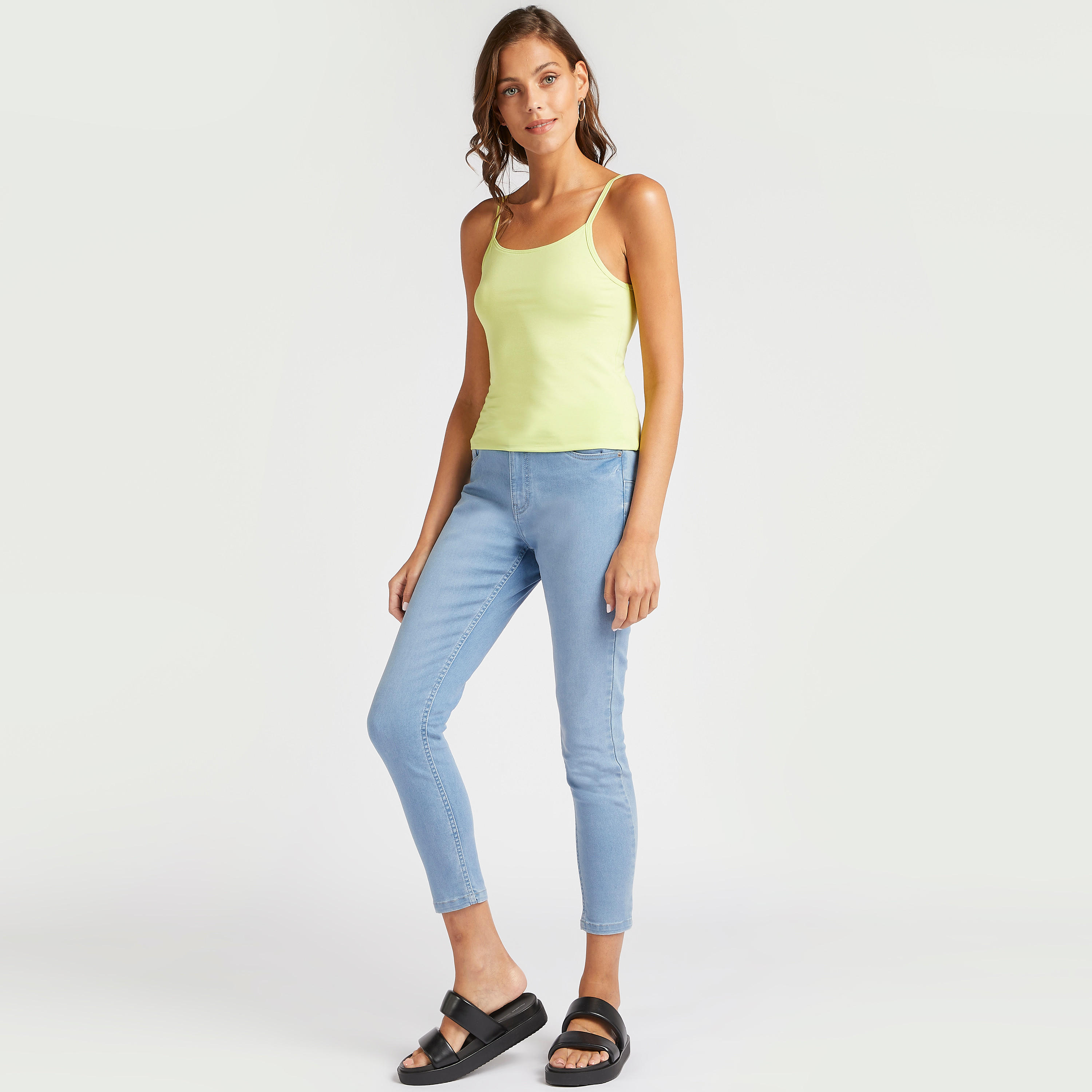 بلوزة سادة بياقة عميقة بدون أكمام-women-clothing-tshirts-image-4