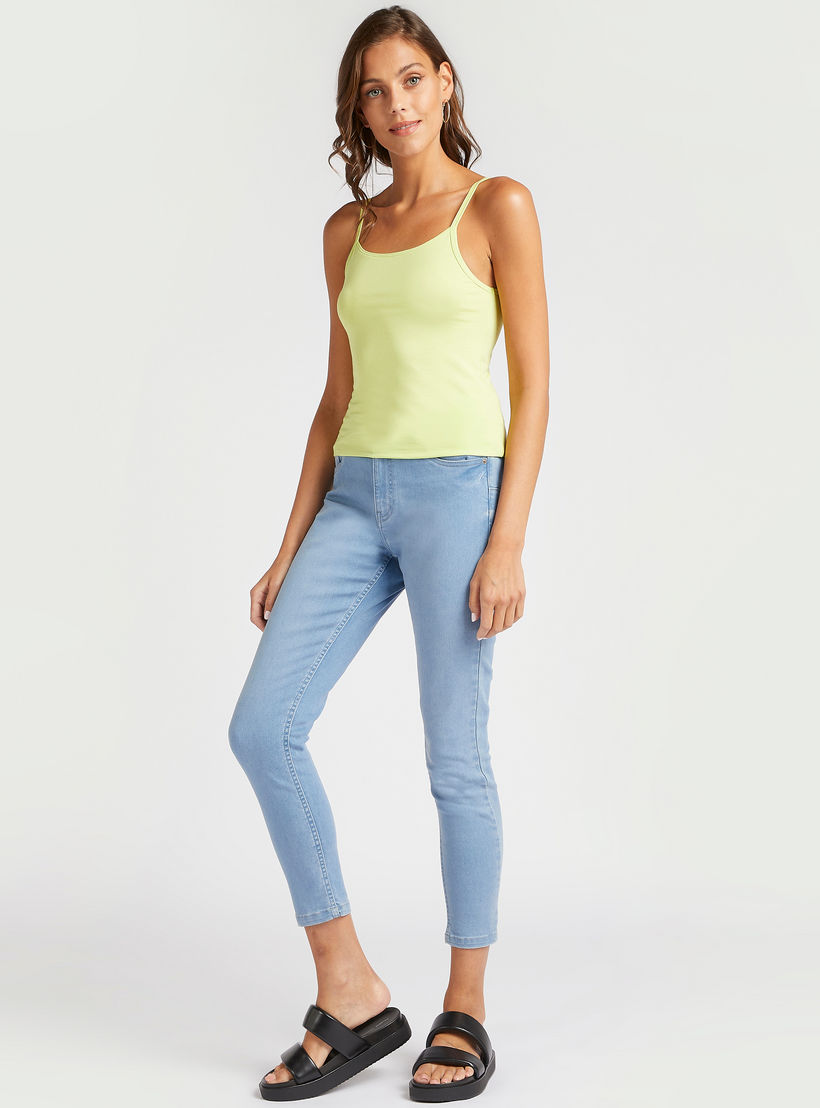 بلوزة سادة بياقة عميقة بدون أكمام-women-clothing-tshirts-image-4