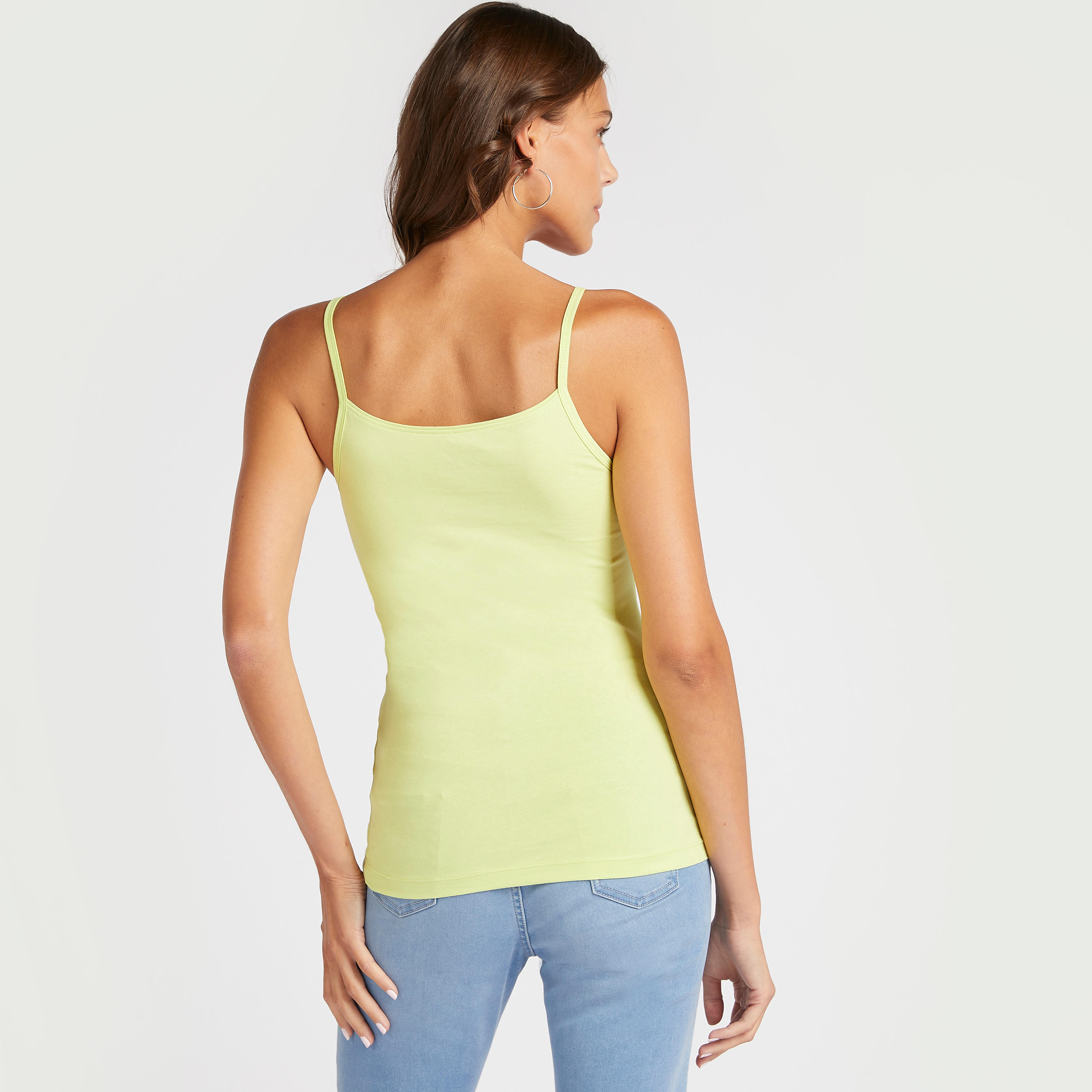 بلوزة سادة بياقة عميقة بدون أكمام-women-clothing-tshirts-image-2