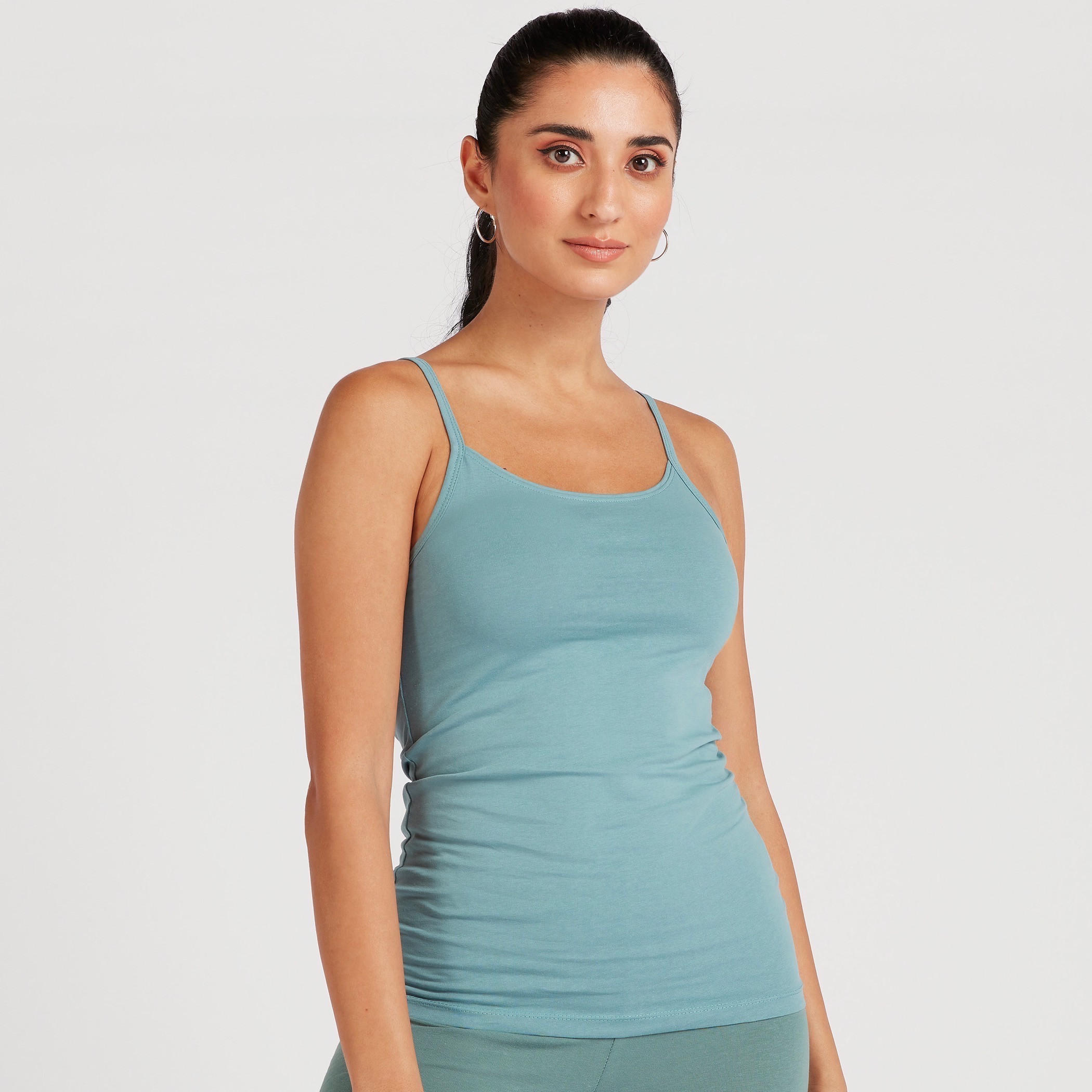 Solid Cami Top with Scoop Neck and Spaghetti Straps-women-clothing-tshirts-image-1